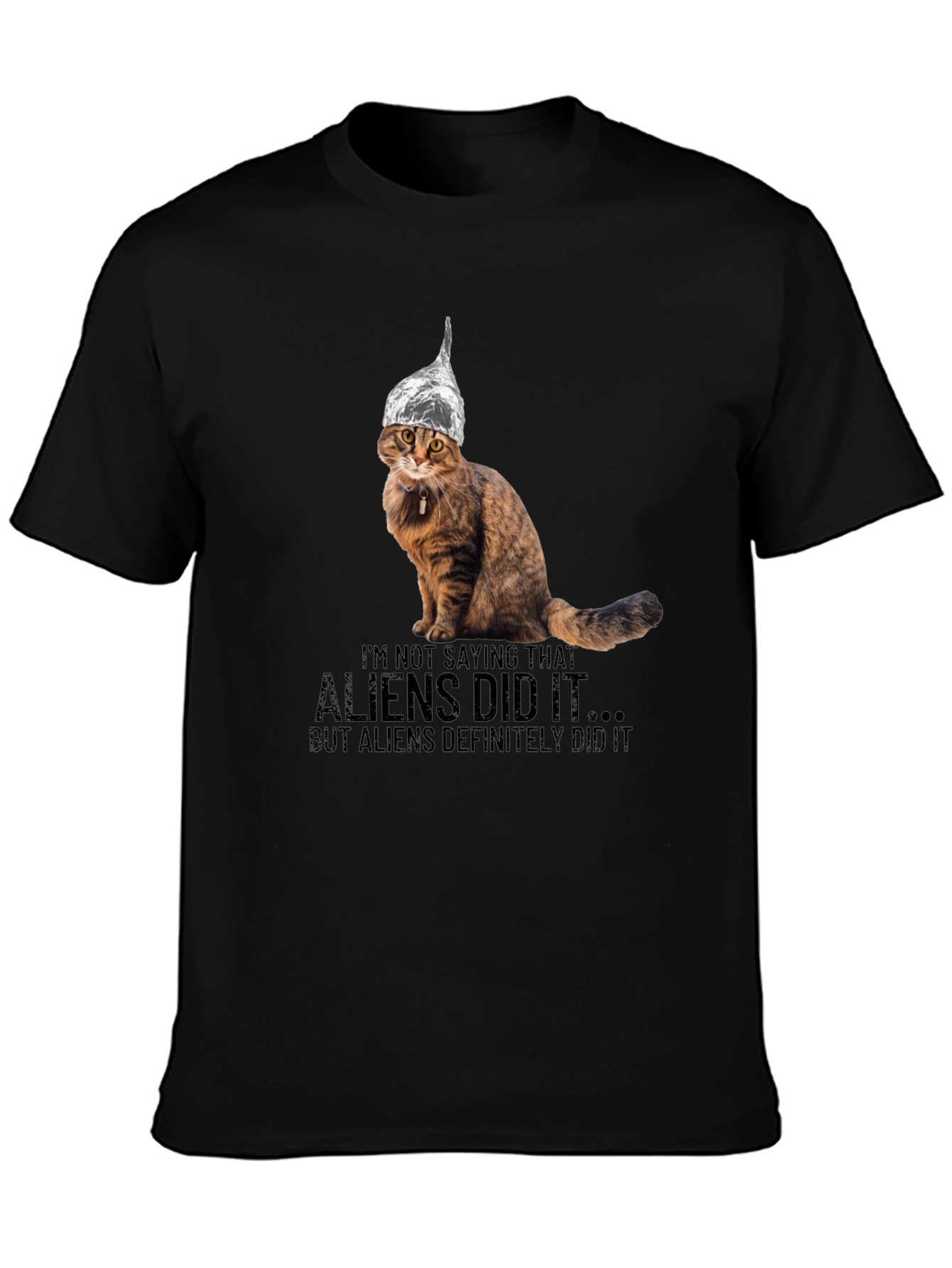 Black Aliens Did It Cat T-Shirt view 3