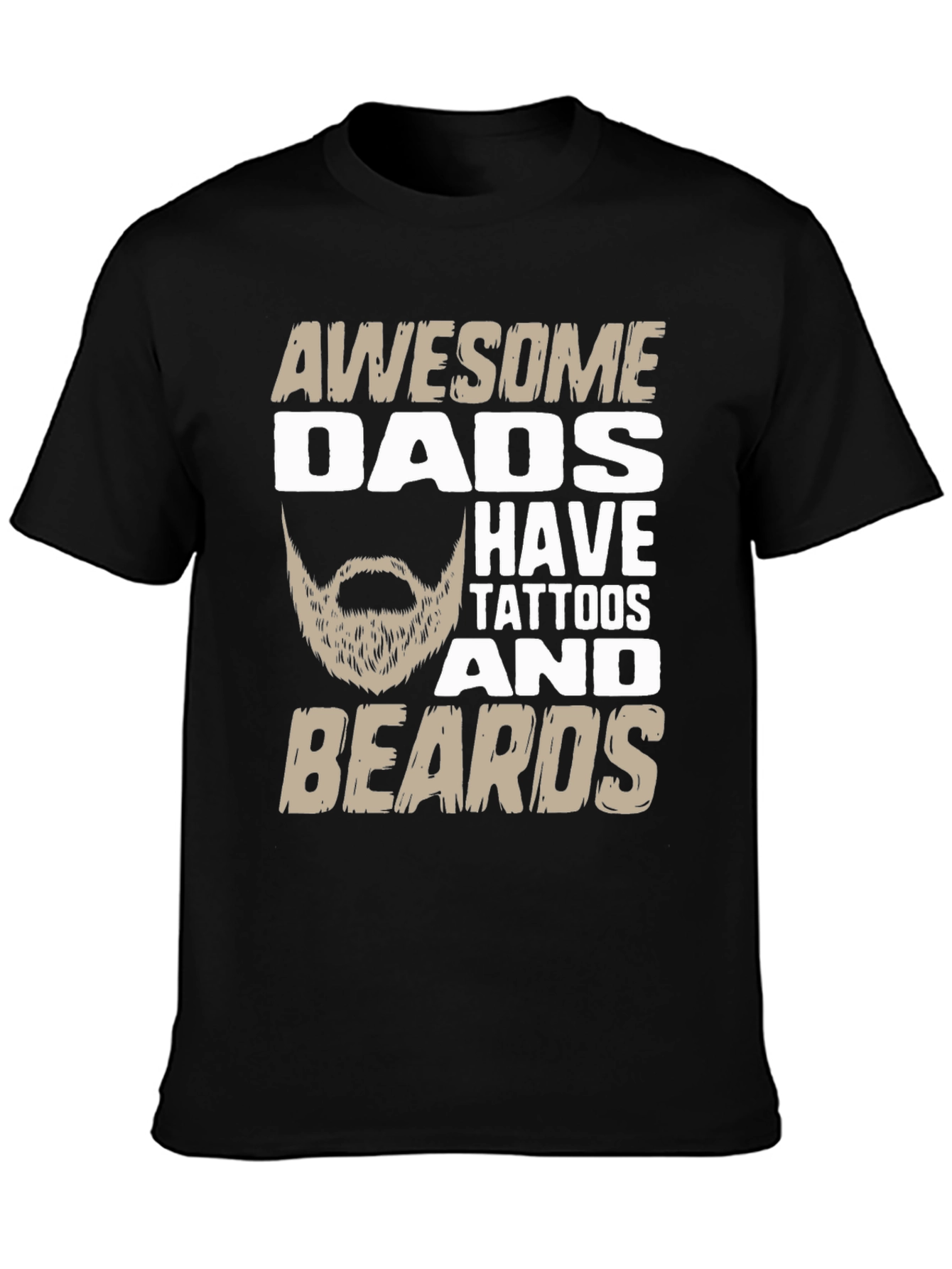Black Awesome Dads Have Tattoos And Beards T-Shirt view 3