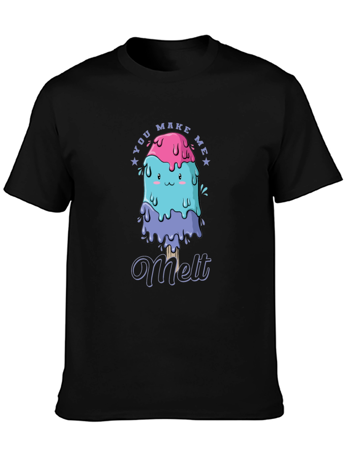 Black You Make Me Melt T-Shirt, Cute Kawaii Ice Cream Tee, Mens Black view 3