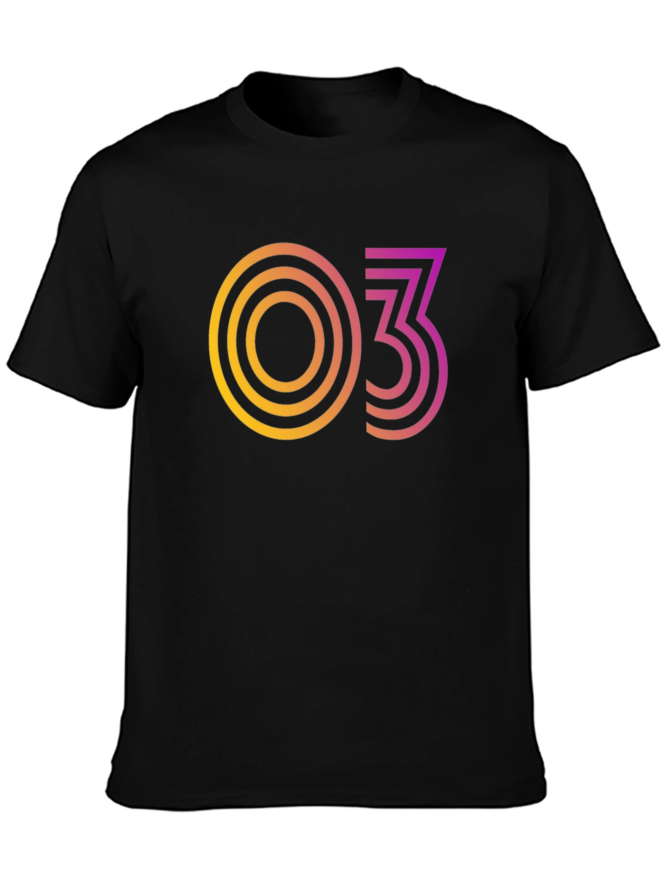 Black Retro Gradient "03" Graphic Tee - Cool & Trendy! view 3
