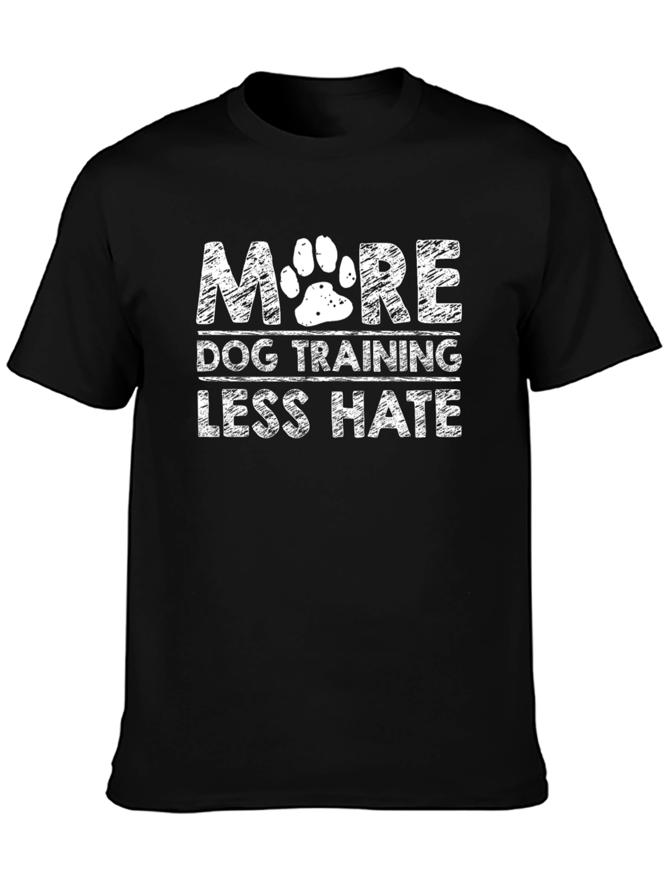 Black More Dog Training Less Hate T-Shirt view 3