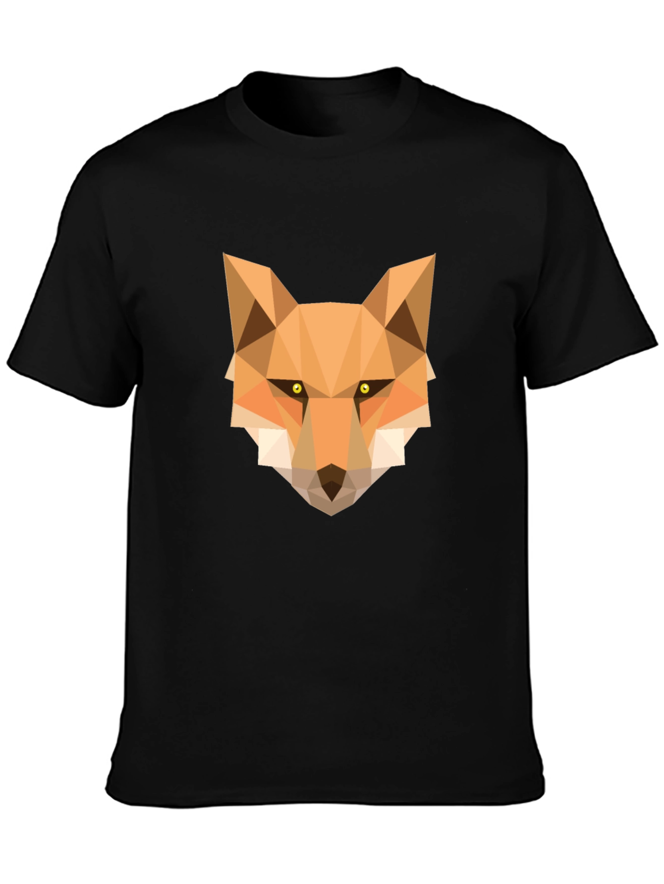 Black Geometric Fox Graphic Tee - Stylish Black T-Shirt view 3