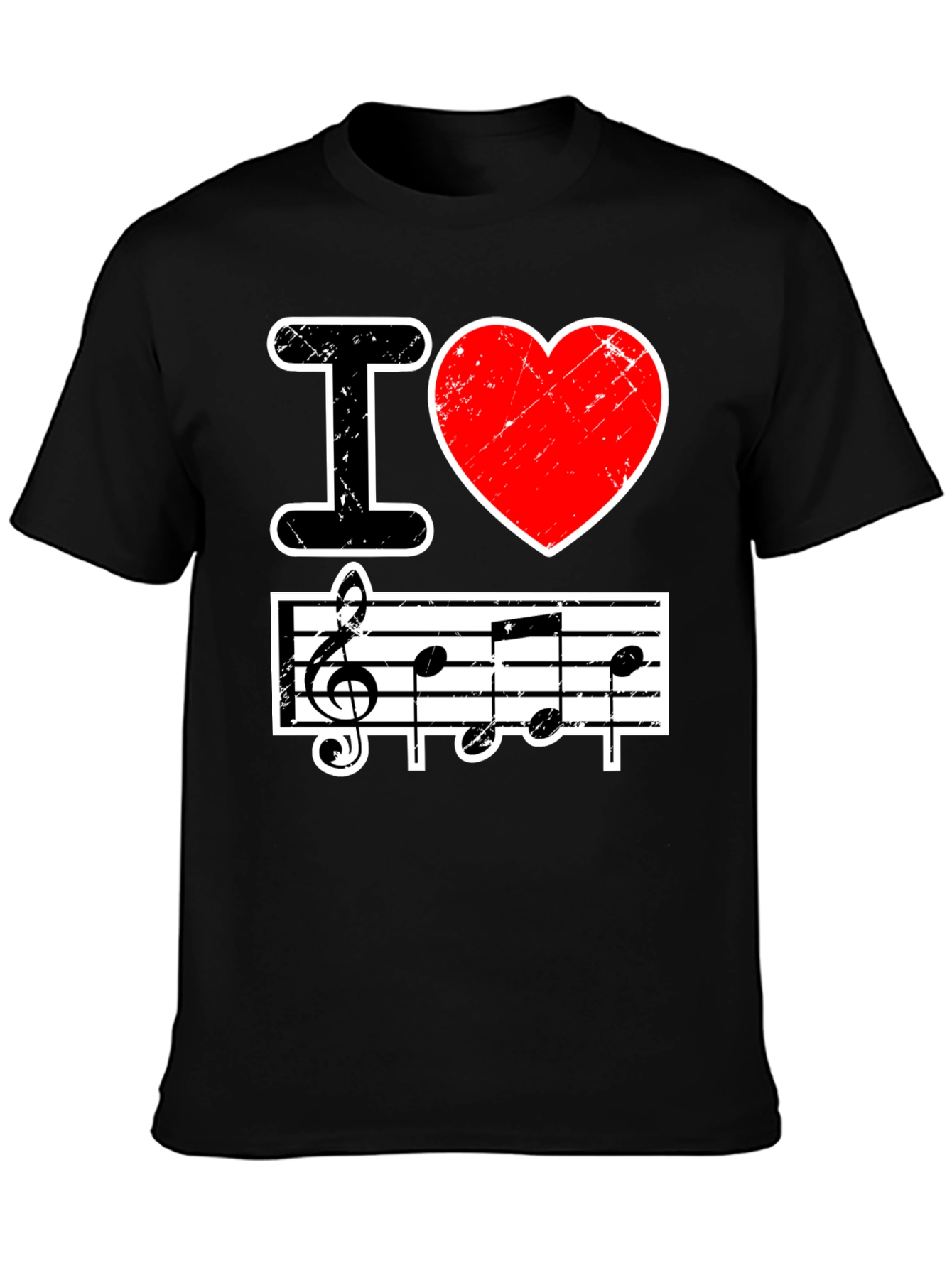 Black I Love Music Black Graphic T-Shirt view 3