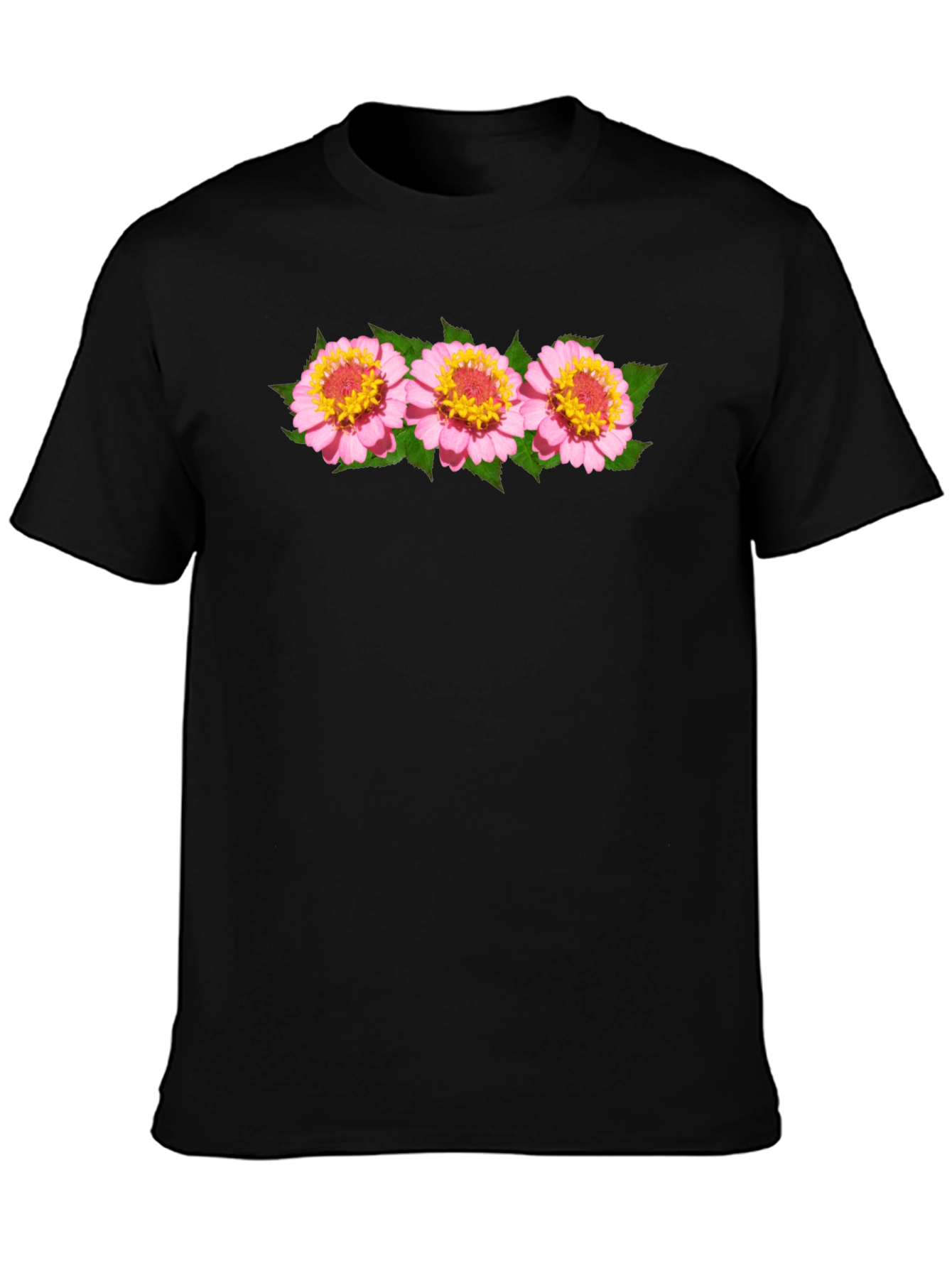 Black Floral Graphic Black T-Shirt view 3