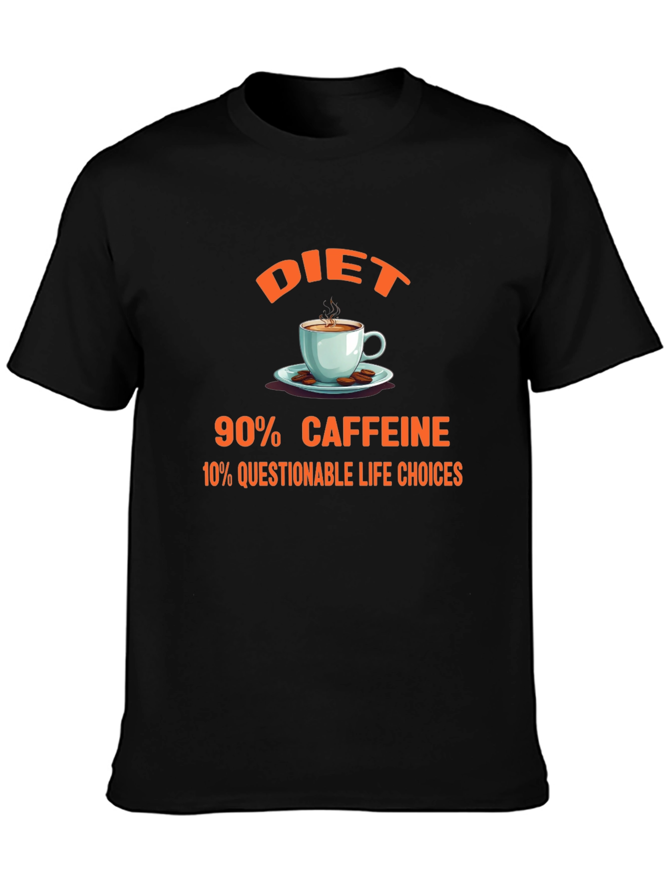 Black Diet 90% Caffeine Graphic Tee - Novelty Coffee Lover Shirt view 3
