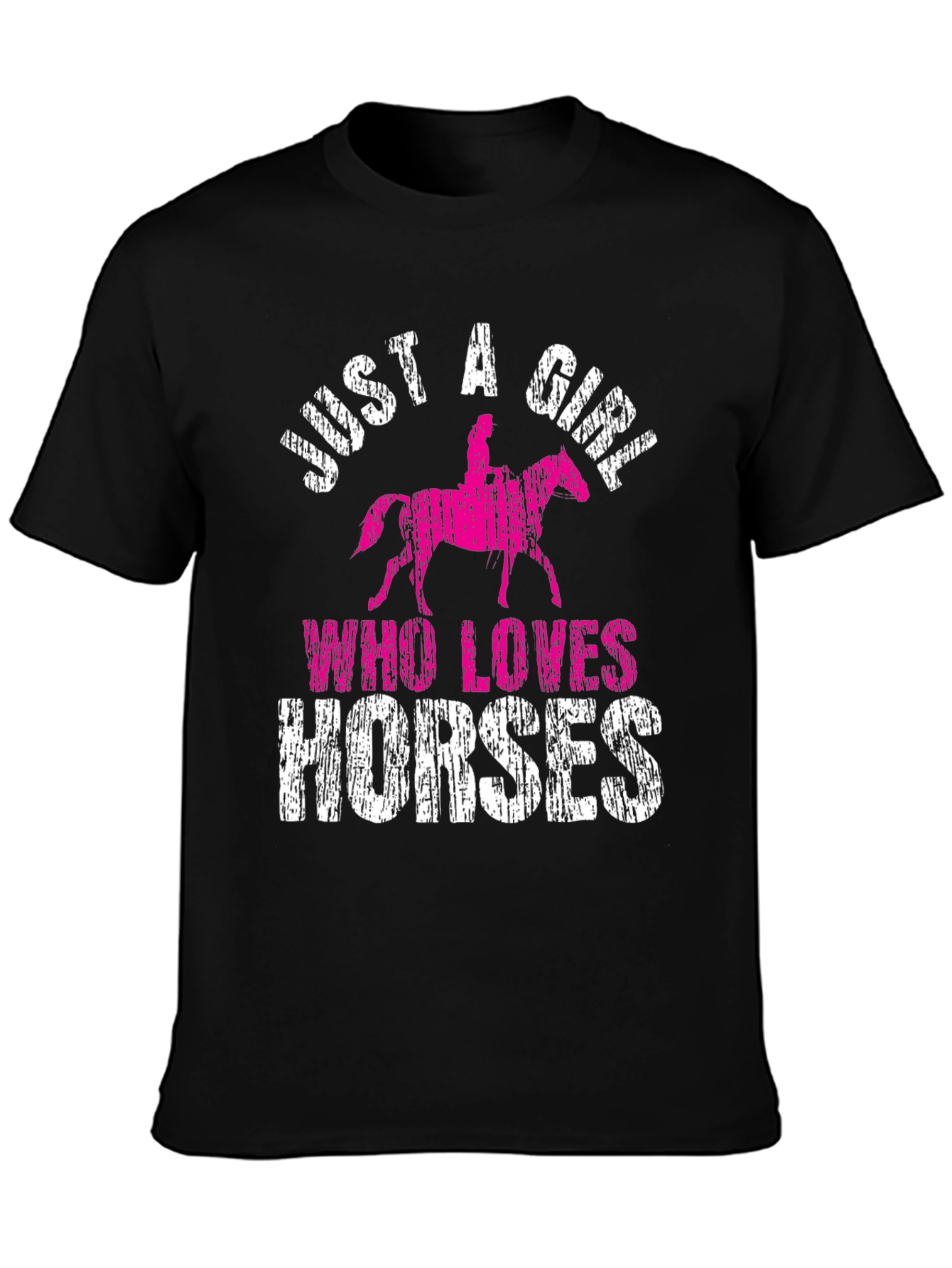 Black Just a Girl Who Loves Horses Black T-Shirt view 3