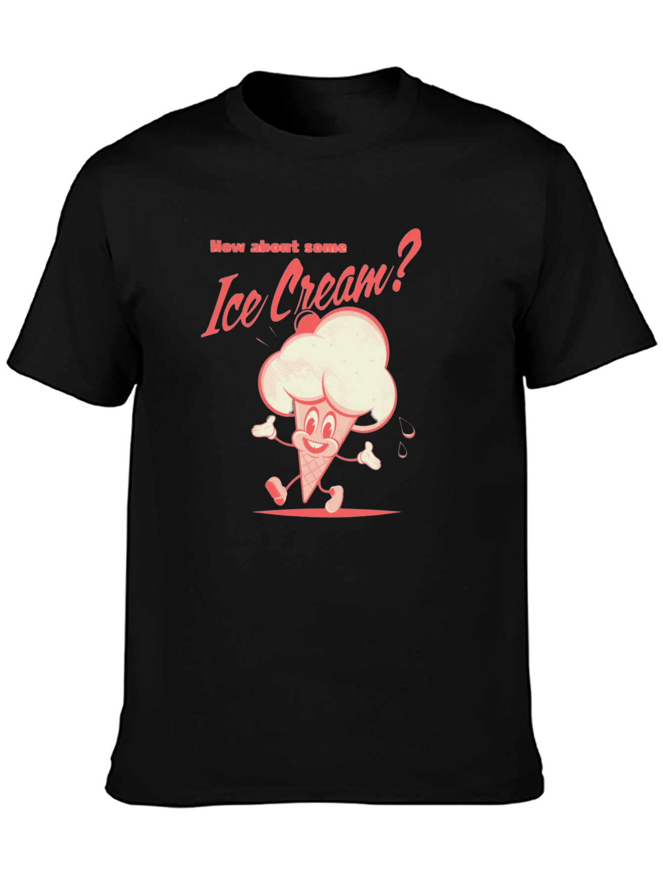 Black Retro Ice Cream T-Shirt - Fun Foodie Tee view 3