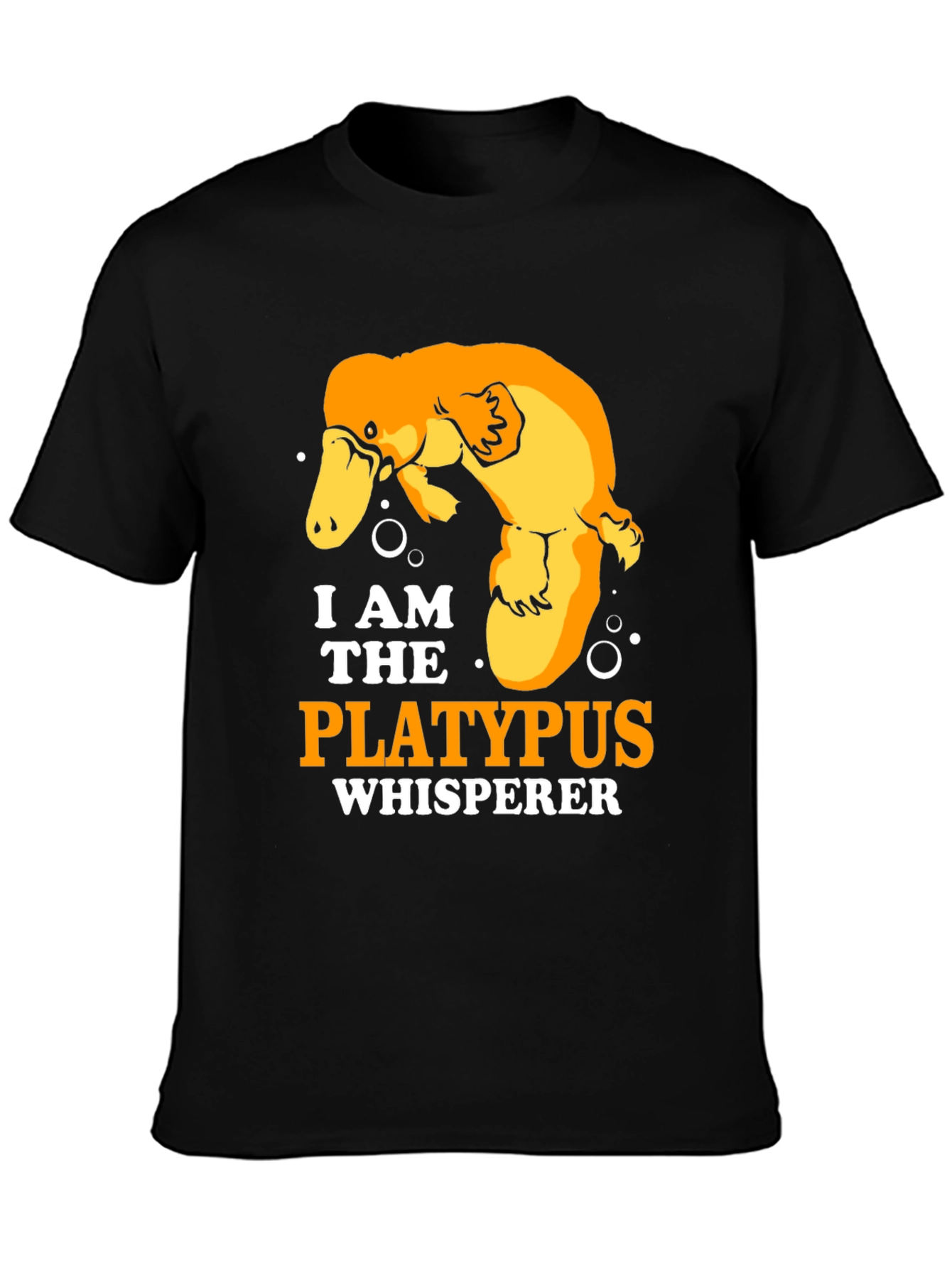 Black Platypus Whisperer T-Shirt, Black Cotton Tee view 3