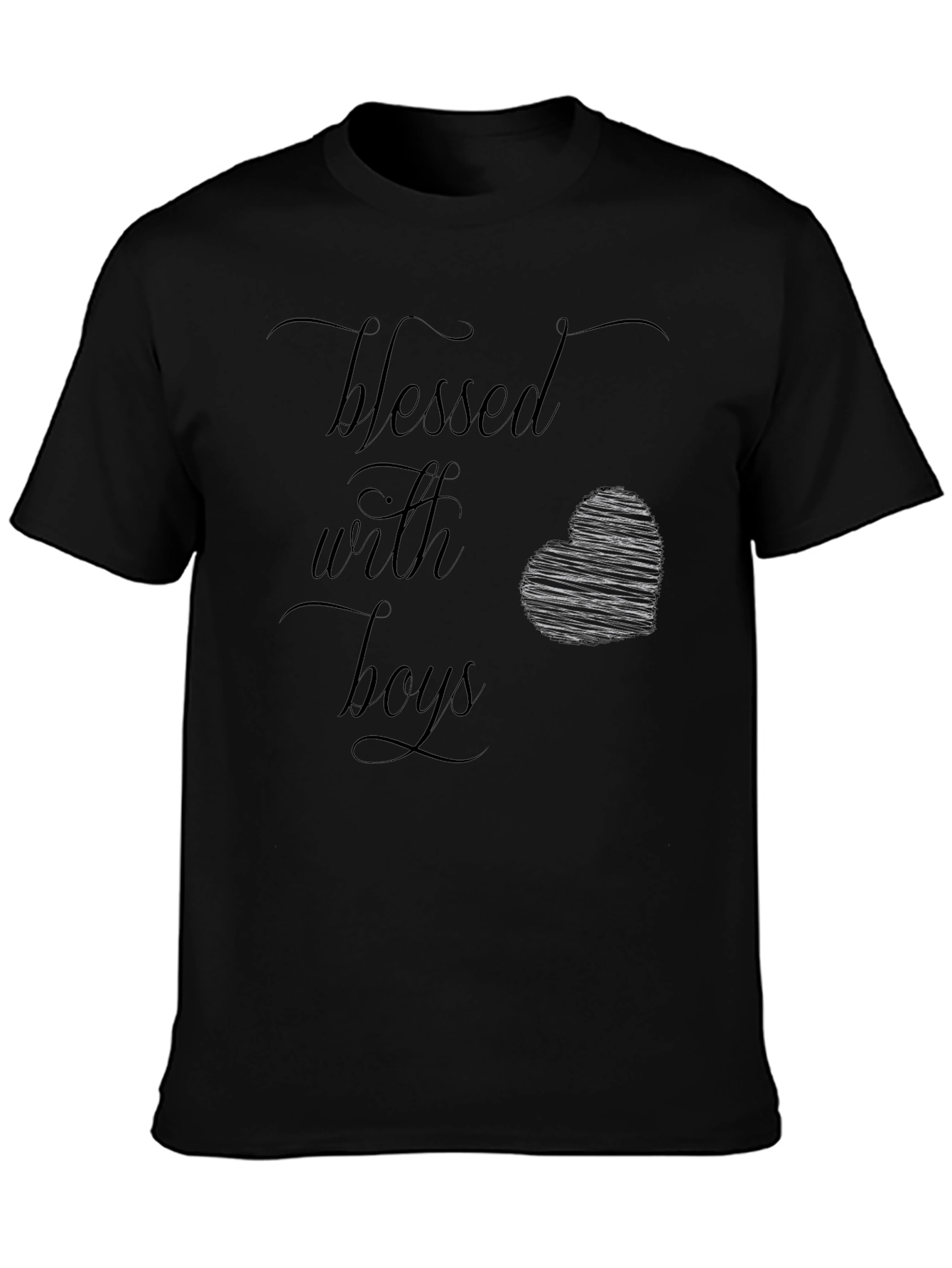 Black Blessed With Boys Black Graphic Tee Shirt view 3