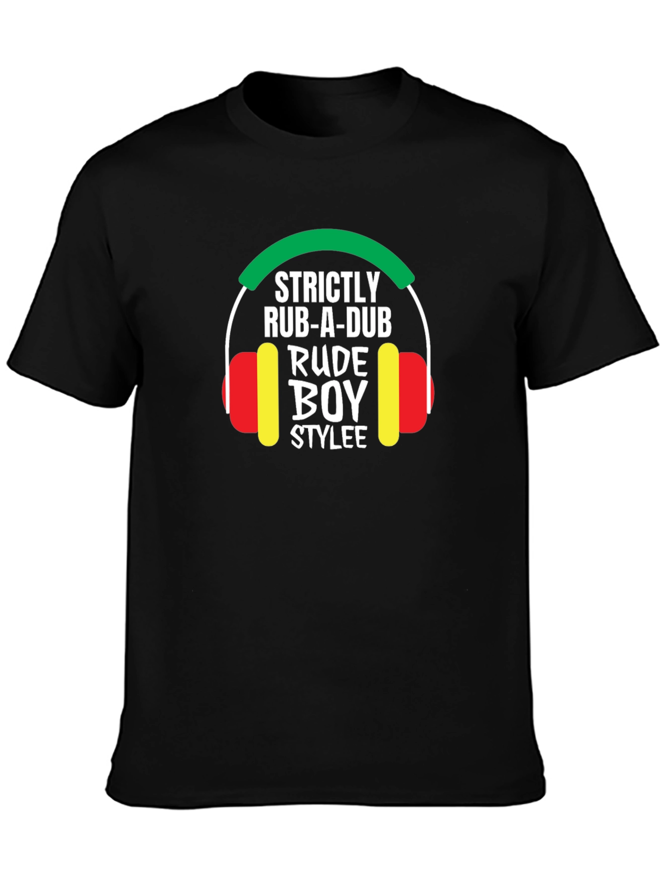 Black Strictly Rub-A-Dub Rude Boy Stylee Black T-Shirt view 3