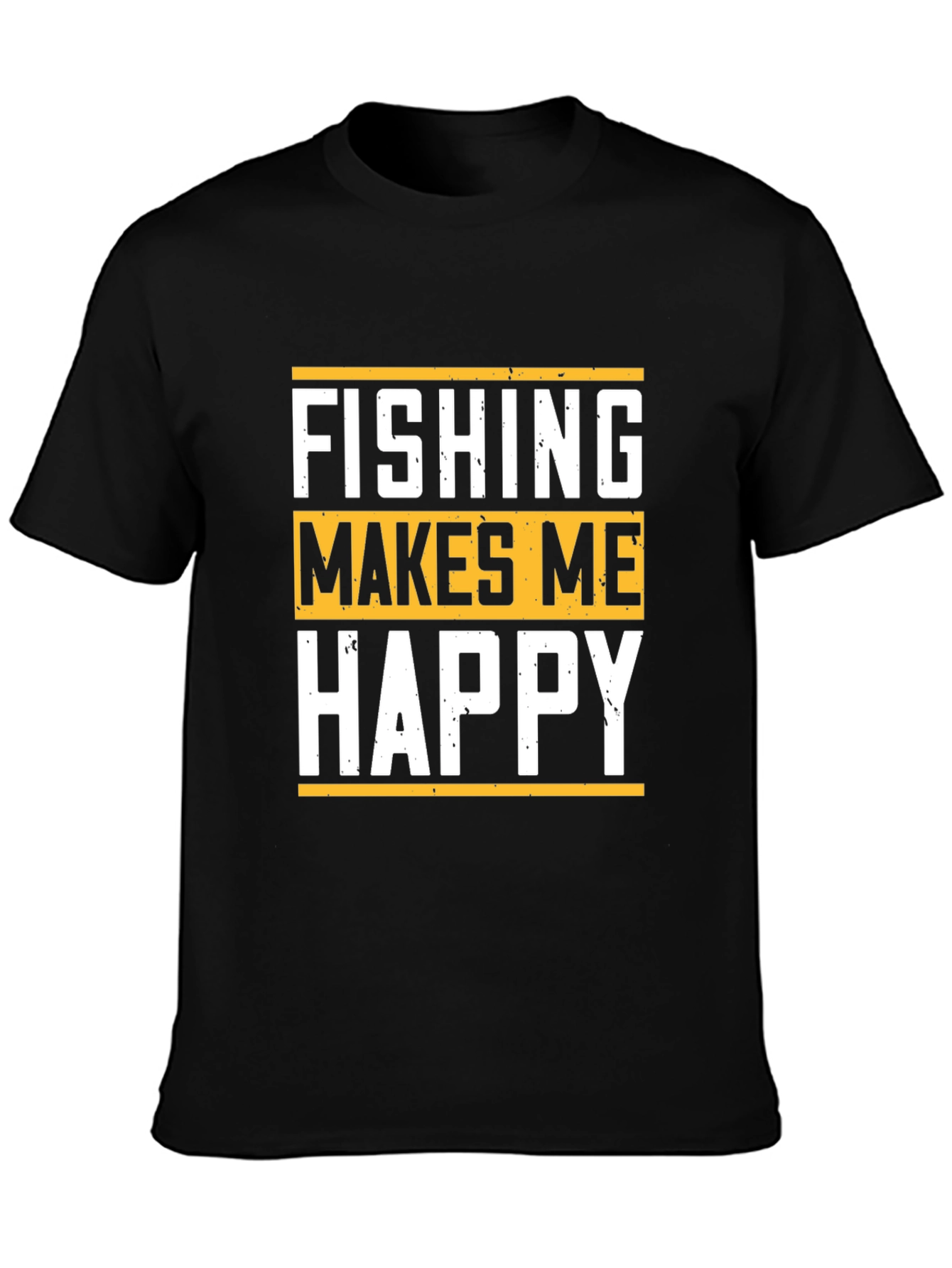 Black Fishing Makes Me Happy Graphic T-Shirt view 3