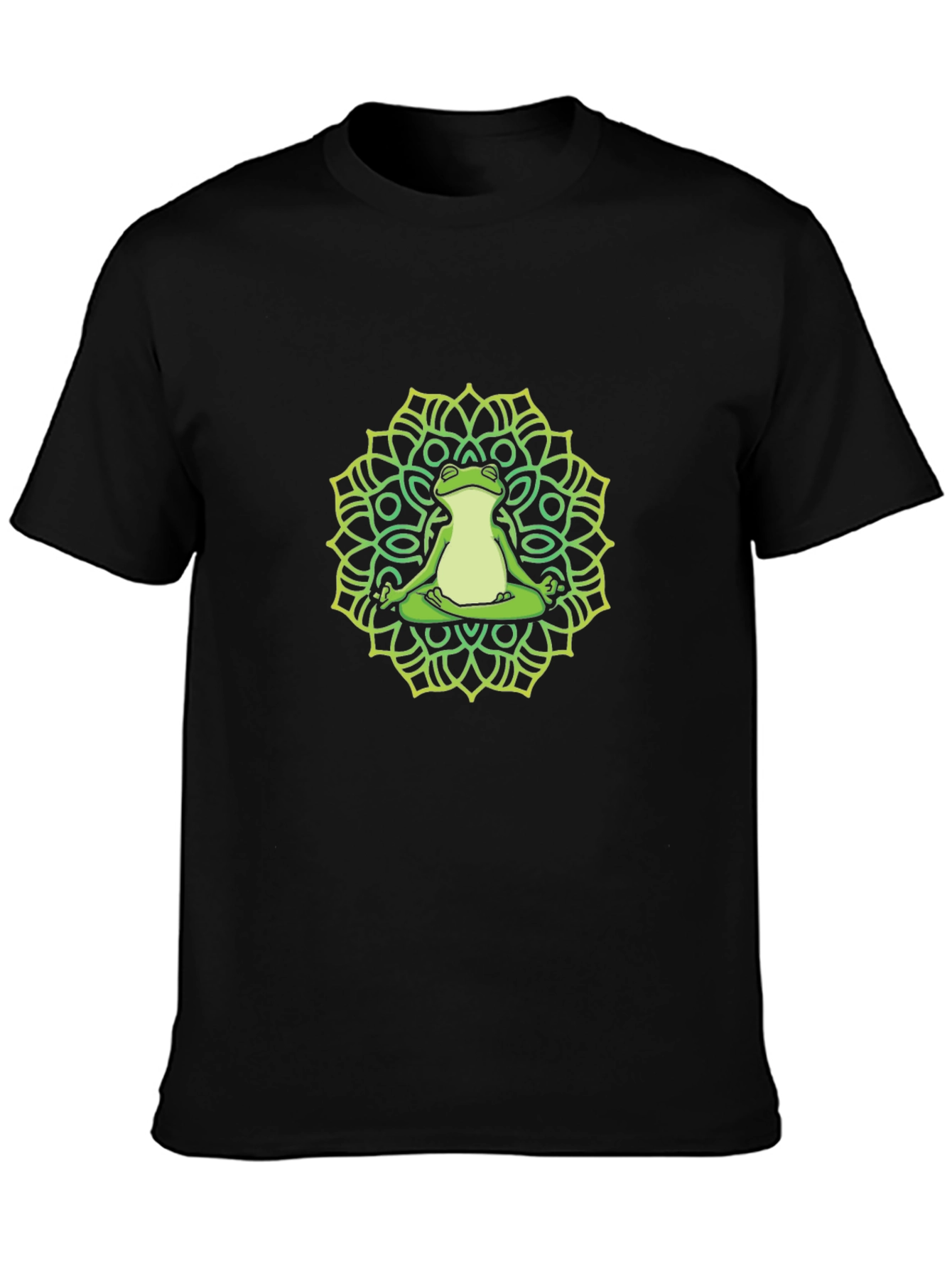 Black Meditating Frog Mandala T-Shirt - Black view 3