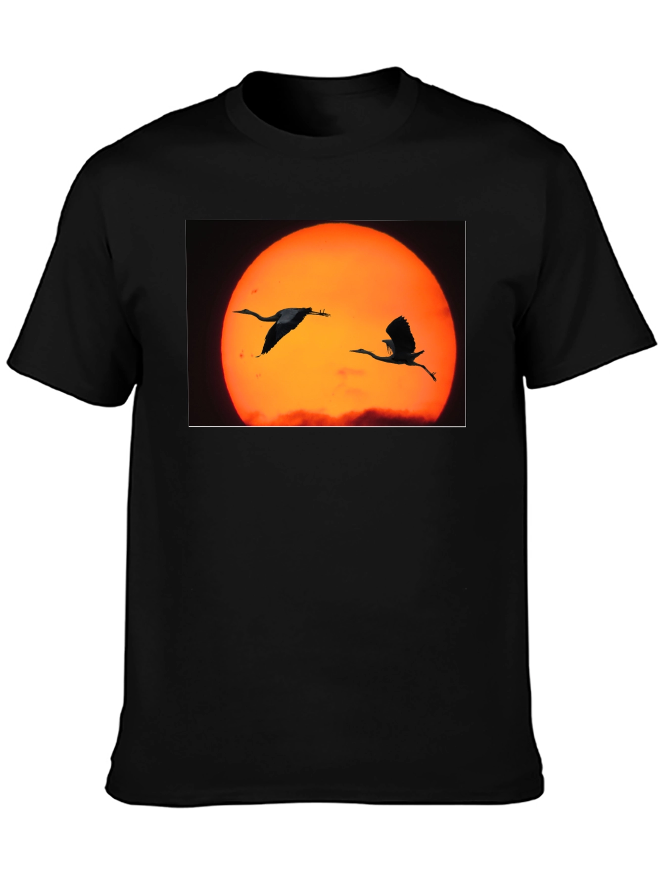 Black Sunset Birds Black T-Shirt view 3