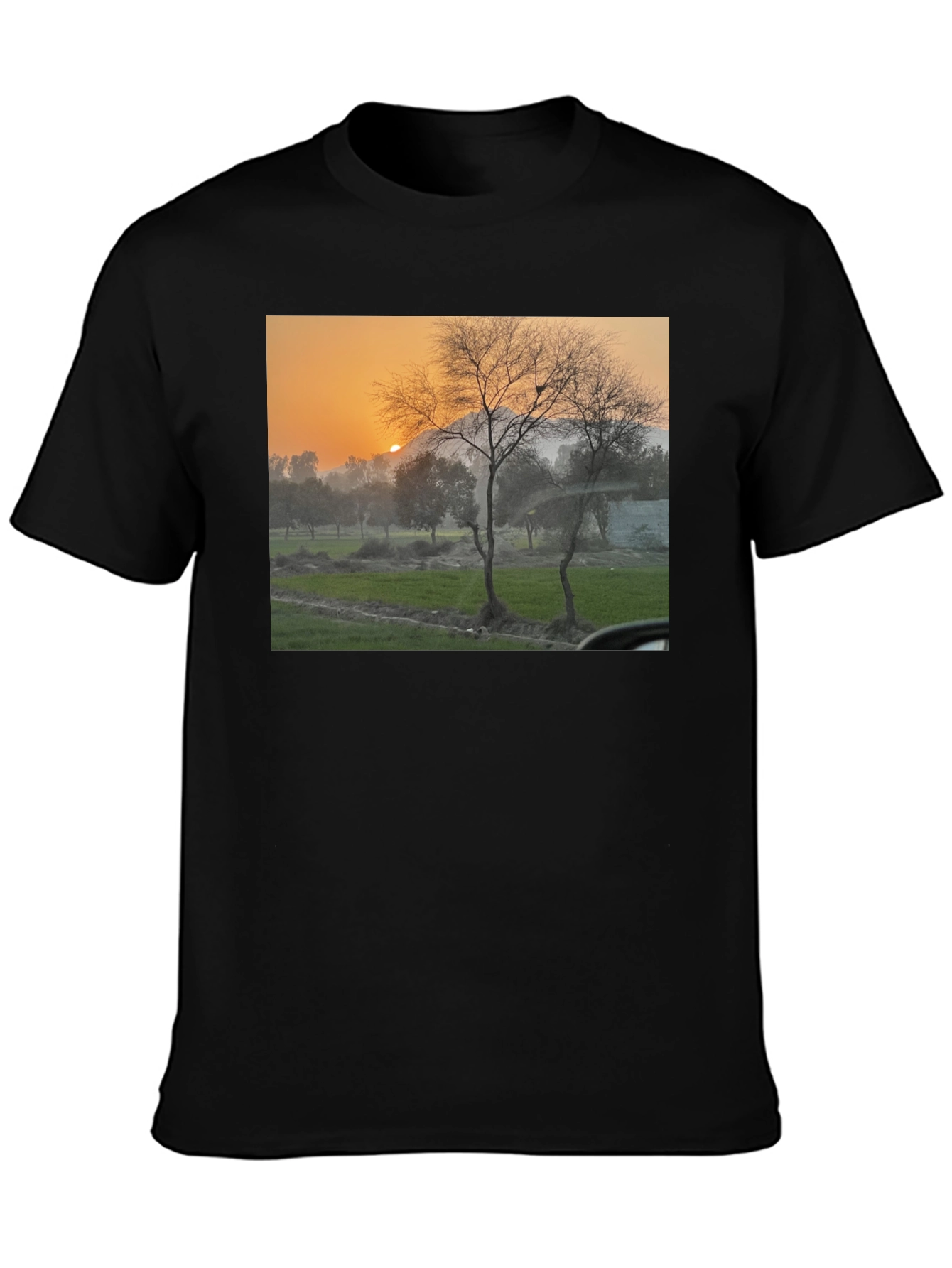 Black Nature Scene Black T-Shirt view 3