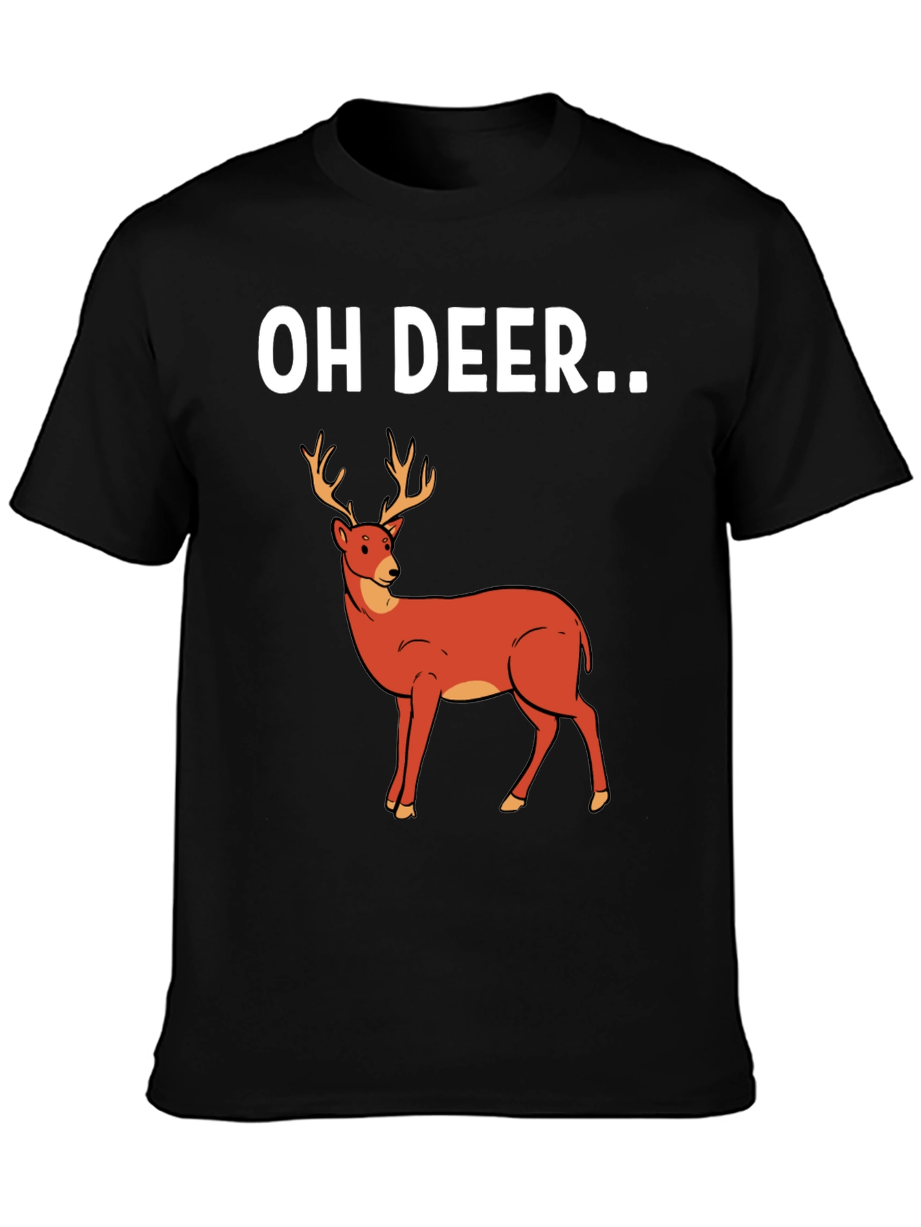 Black Oh Deer Graphic T-Shirt - Novelty Tee view 3