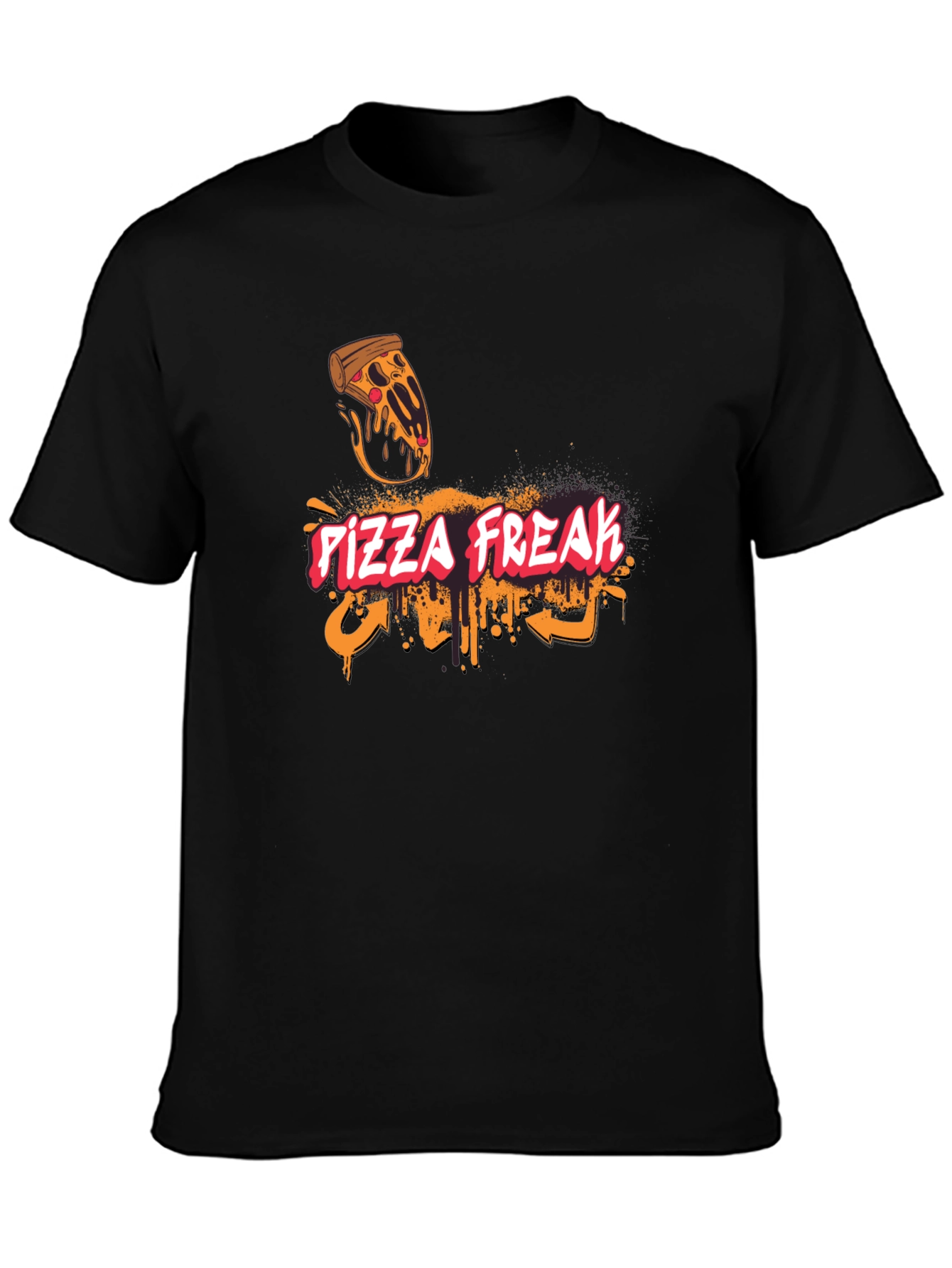 Black Pizza Freak Graphic T-Shirt - Unique Design view 3