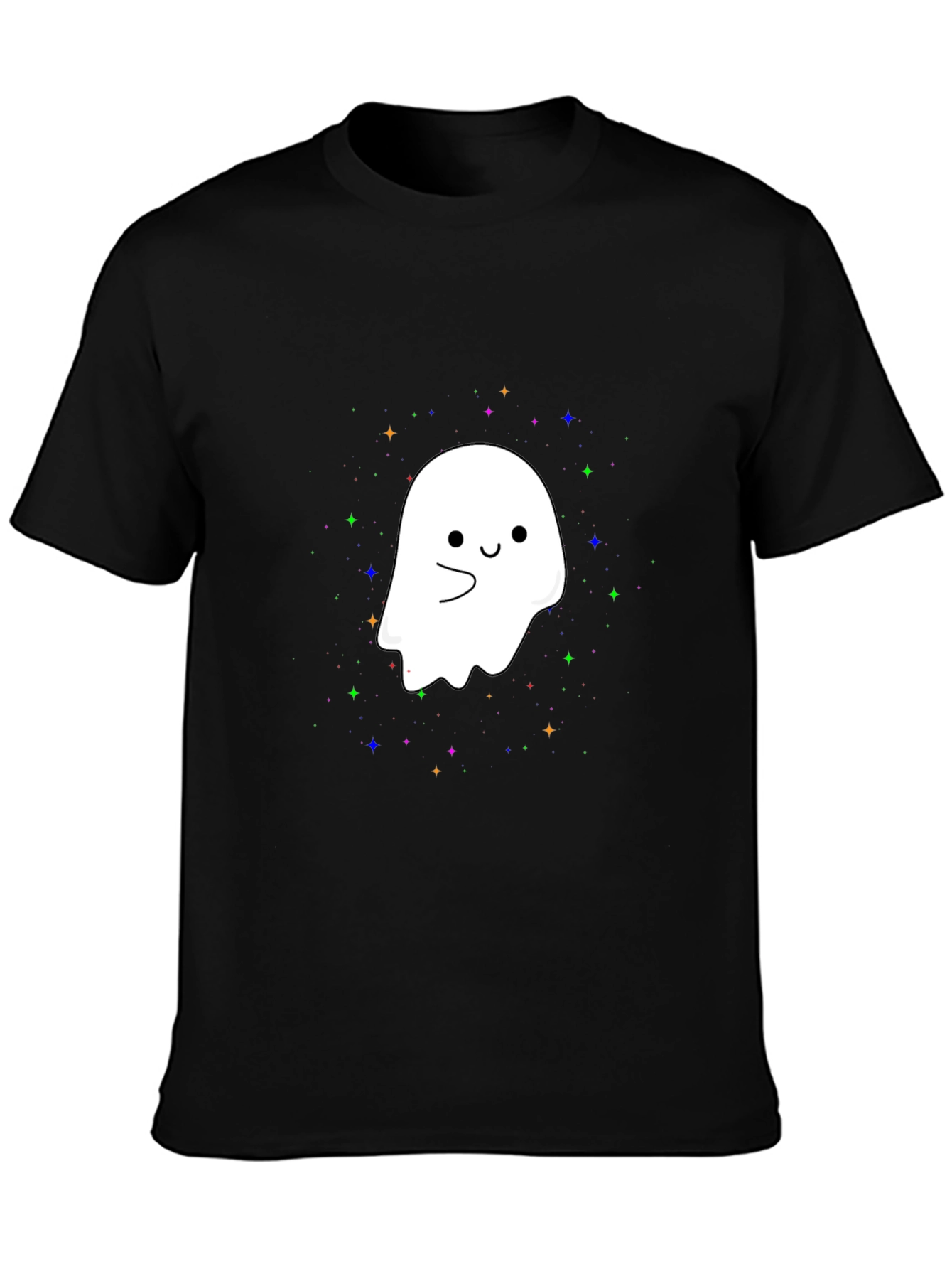 Black Cute Ghost Graphic Tee - Halloween Spooky Season T-Shirt view 3