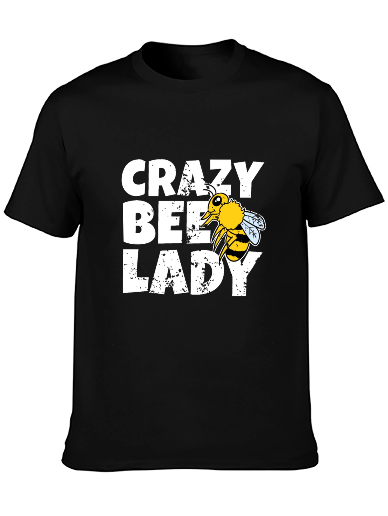 Black Crazy Bee Lady Graphic Tee - Black Cotton Blend view 3
