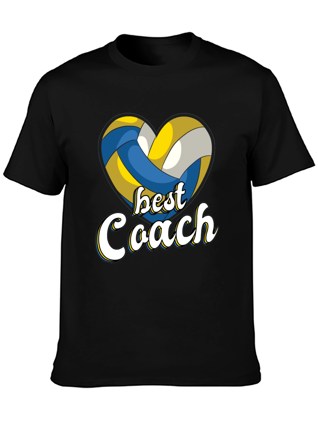 Black Best Coach Volleyball Heart T-Shirt view 3