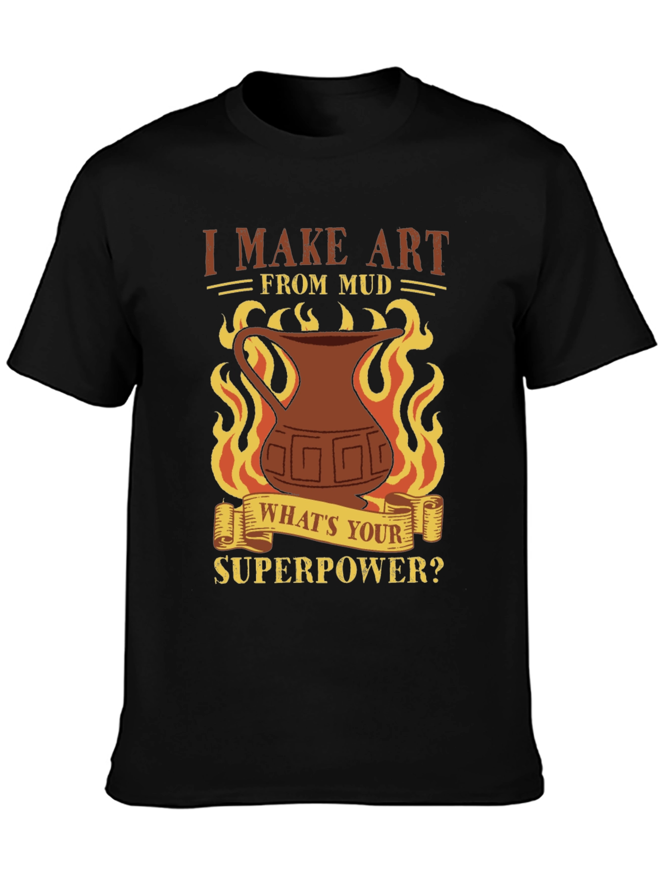 Black I Make Art From Mud T-Shirt - Pottery Lover view 3
