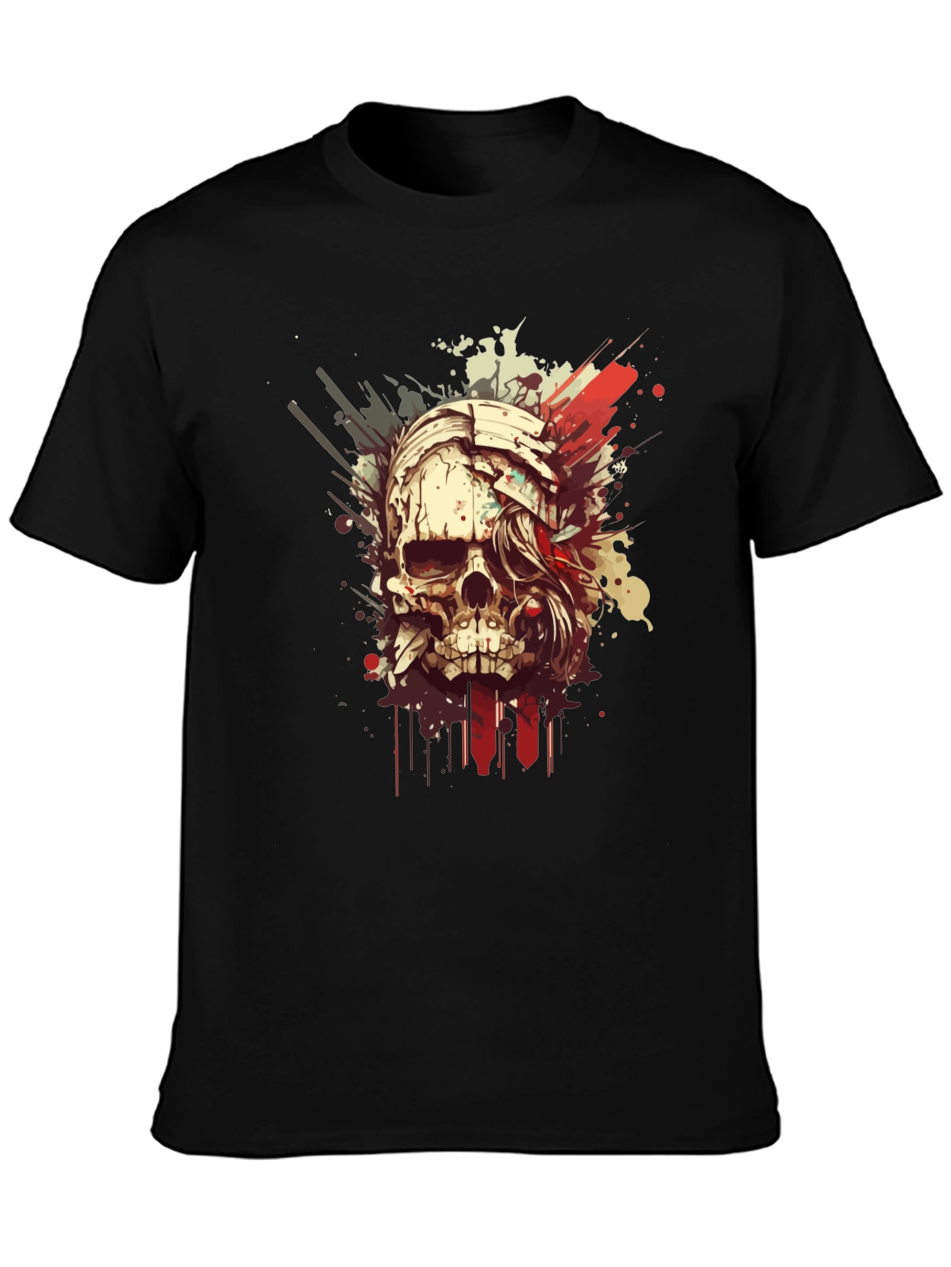 Black Skull Graphic Tee - Men's Black T-Shirt view 3