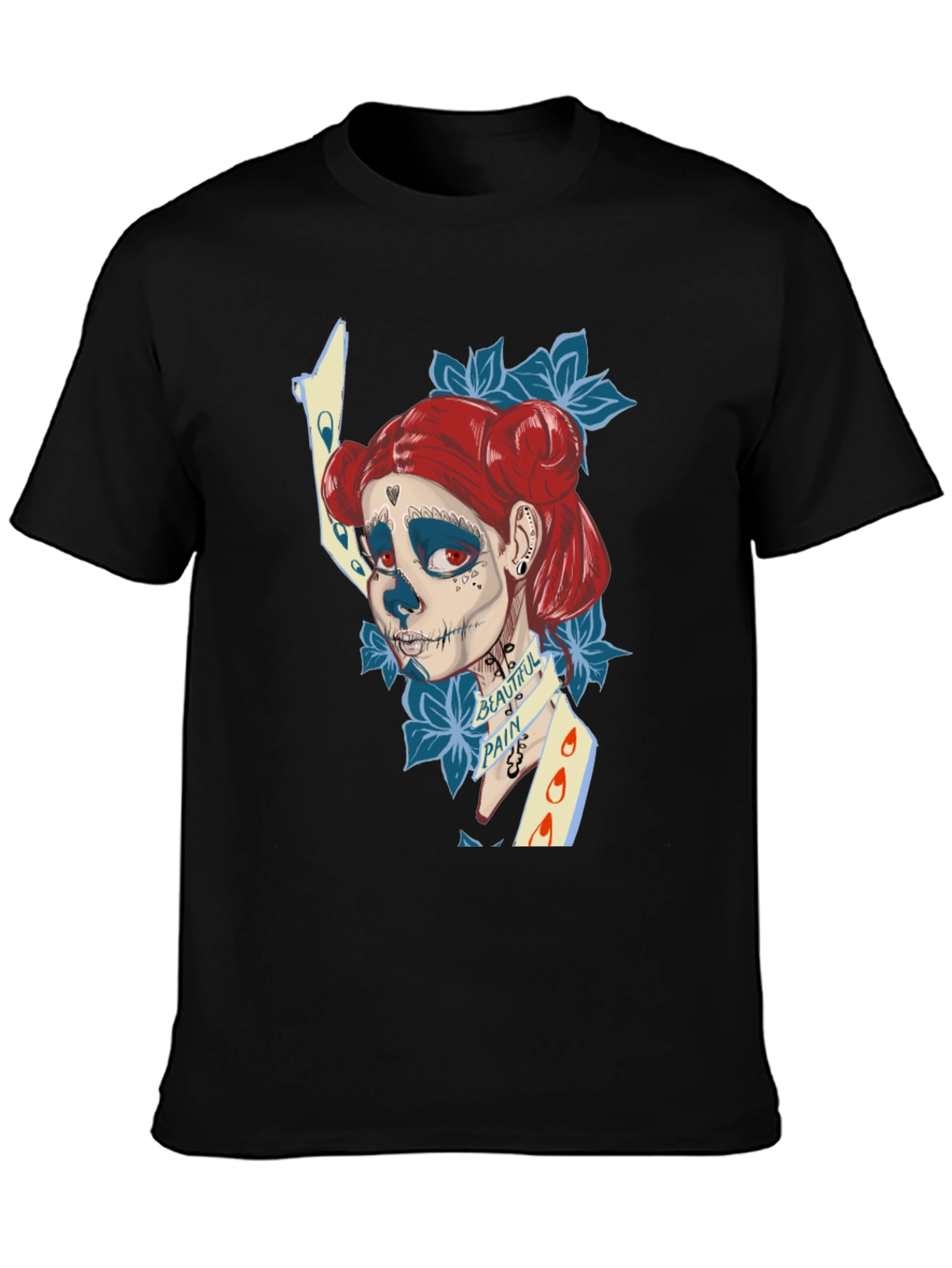 Black Sugar Skull Art T-Shirt view 3