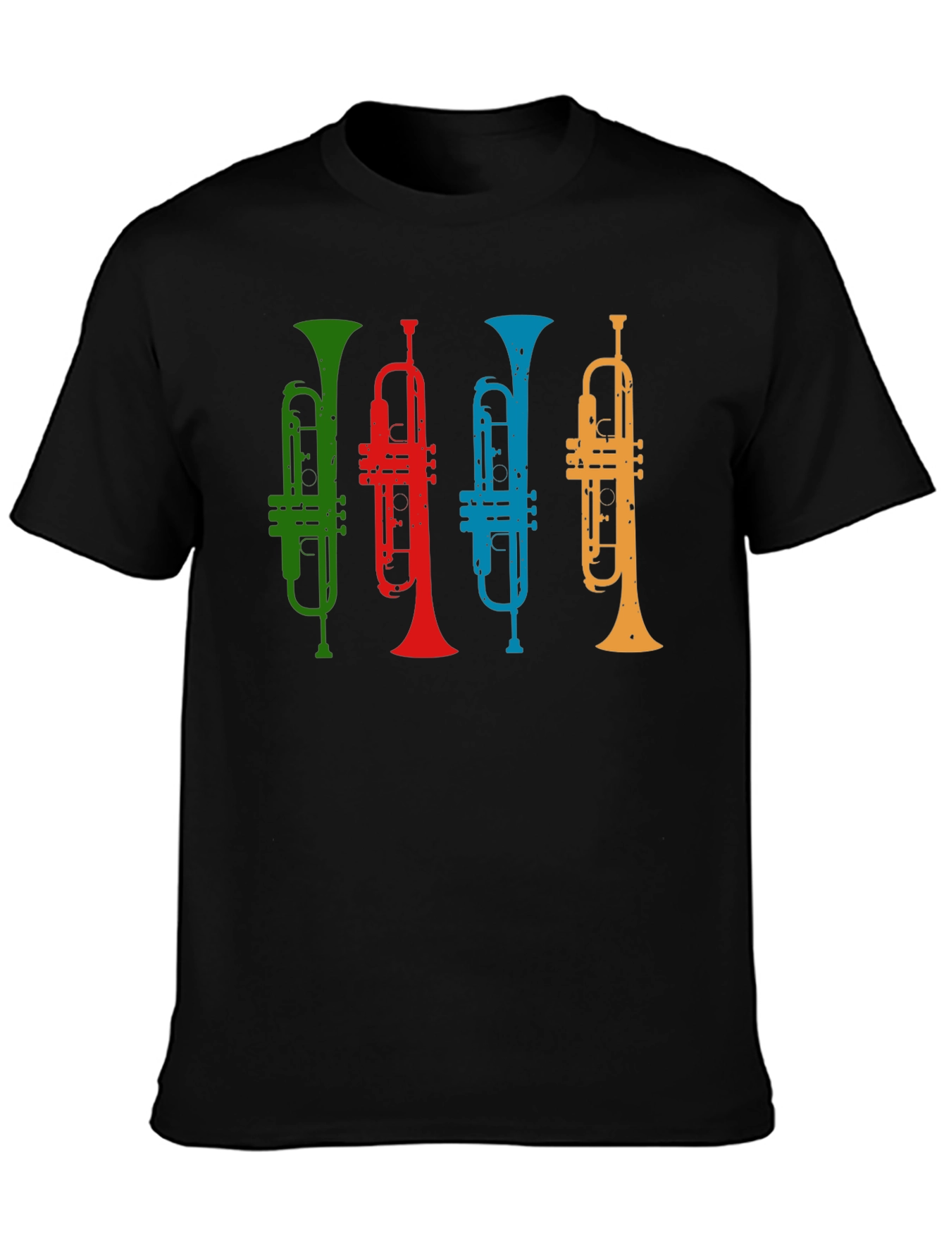 Black Colorful Trumpet T-Shirt - Music Lover Tee view 3