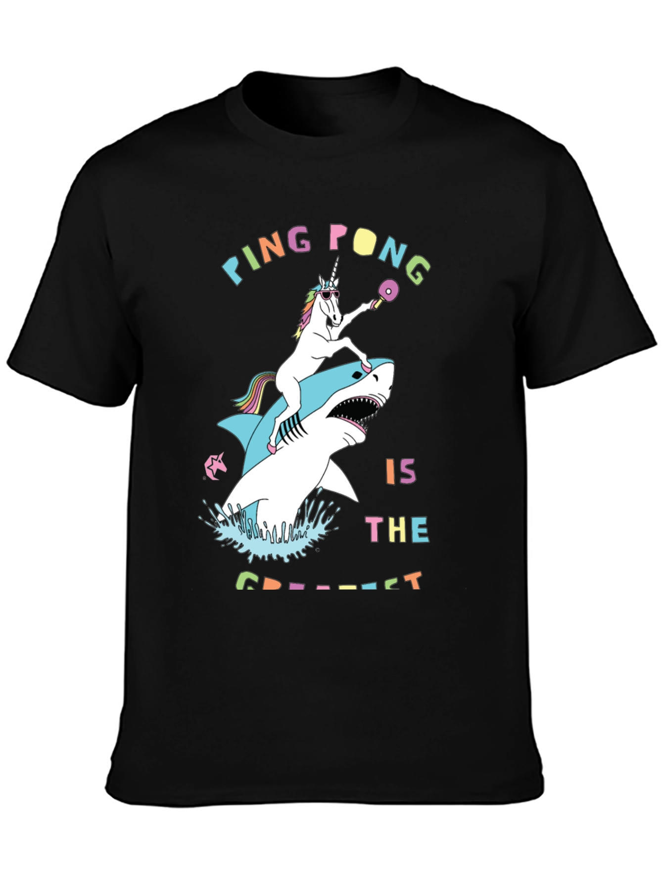 Black Ping Pong Unicorn & Shark Tee view 3