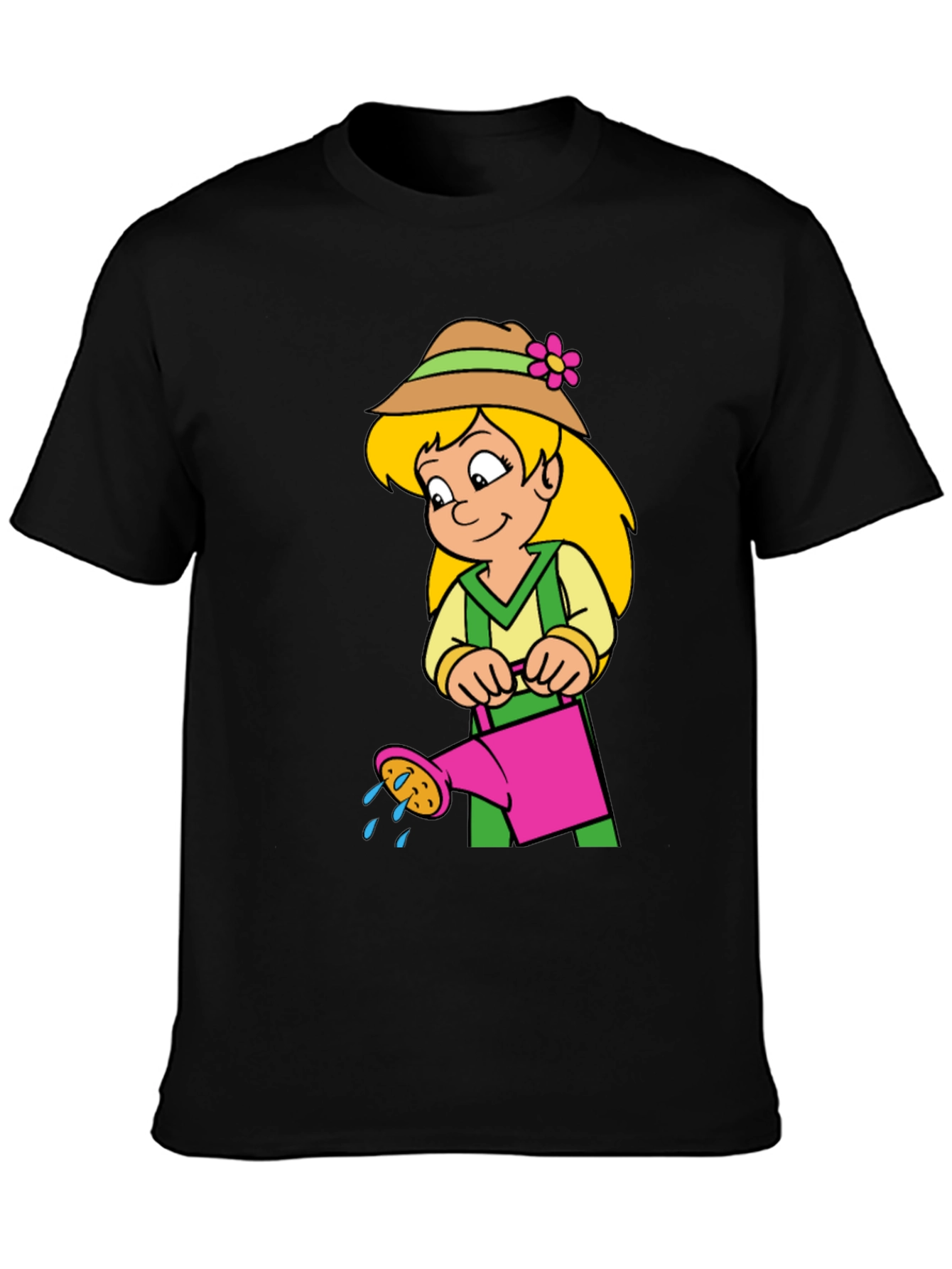 Black Gardener Girl Cartoon T-Shirt view 3