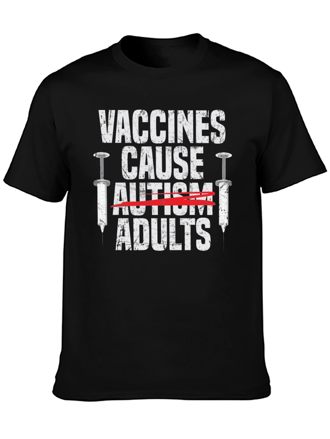 Black Vaccines Cause Adults Graphic T-Shirt view 3