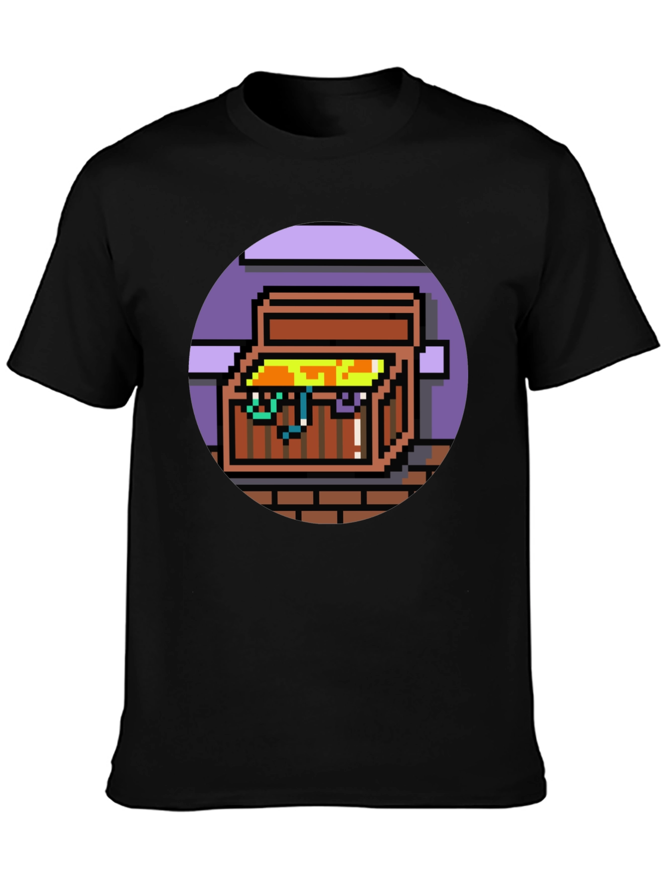 Black Pixelated Treasure Chest Graphic Tee view 3