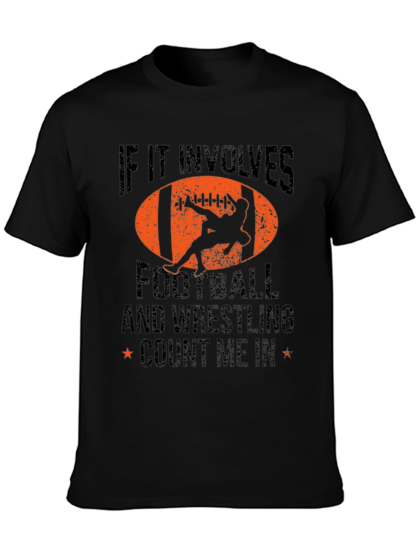 Black Football & Wrestling Graphic Tee view 3