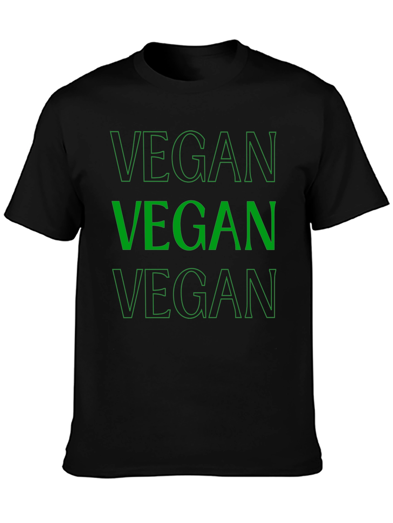 Black Vegan T-Shirt - Bold Green Lettering view 3
