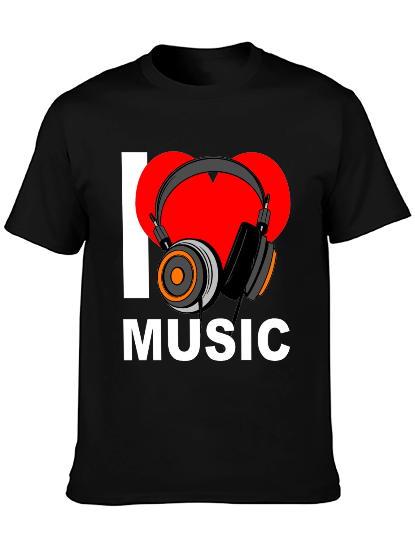 Black I Heart Music Graphic T-Shirt - Black view 3