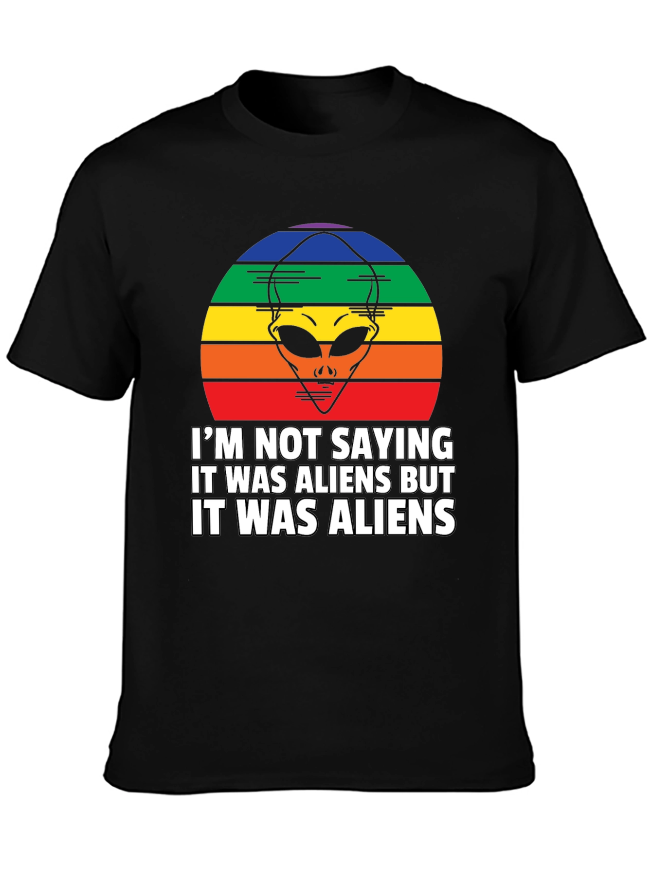 Black Retro Alien Graphic T-Shirt: I'm Not Saying... But Aliens! view 3