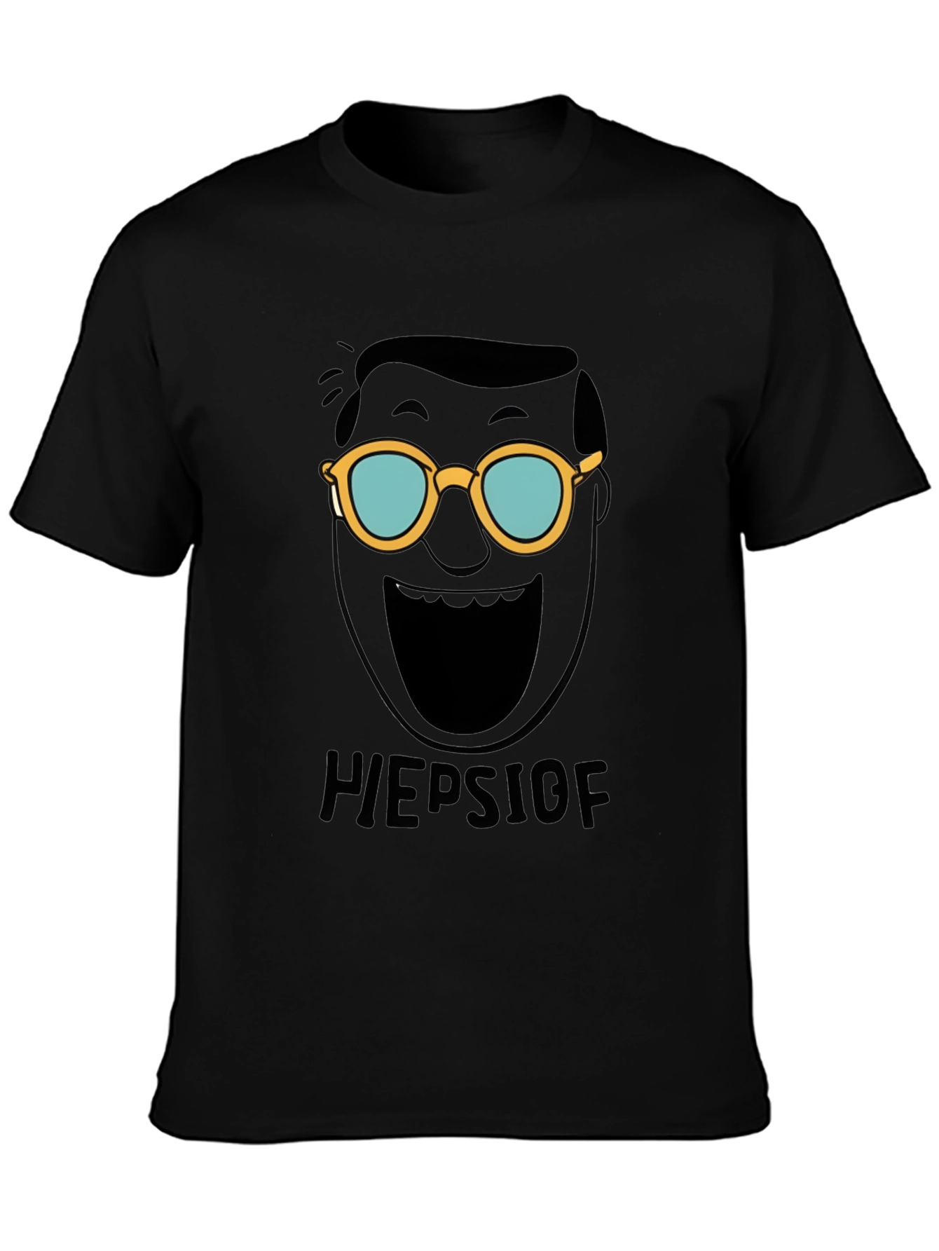 Black Heepslof Tee: Bold Graphic Print Black T-Shirt view 3