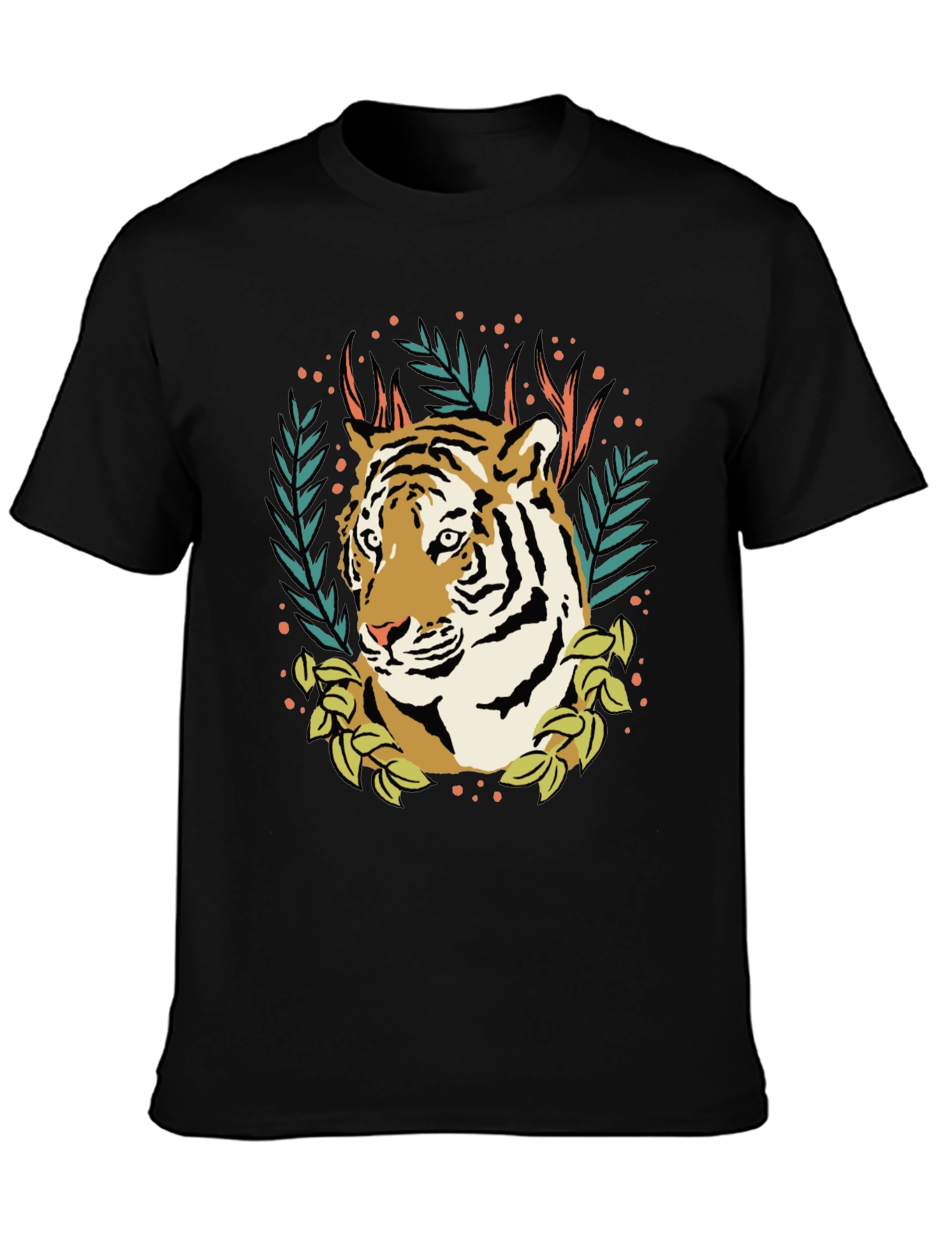 Black Tiger Graphic Tee - Black Crew Neck T-Shirt view 3