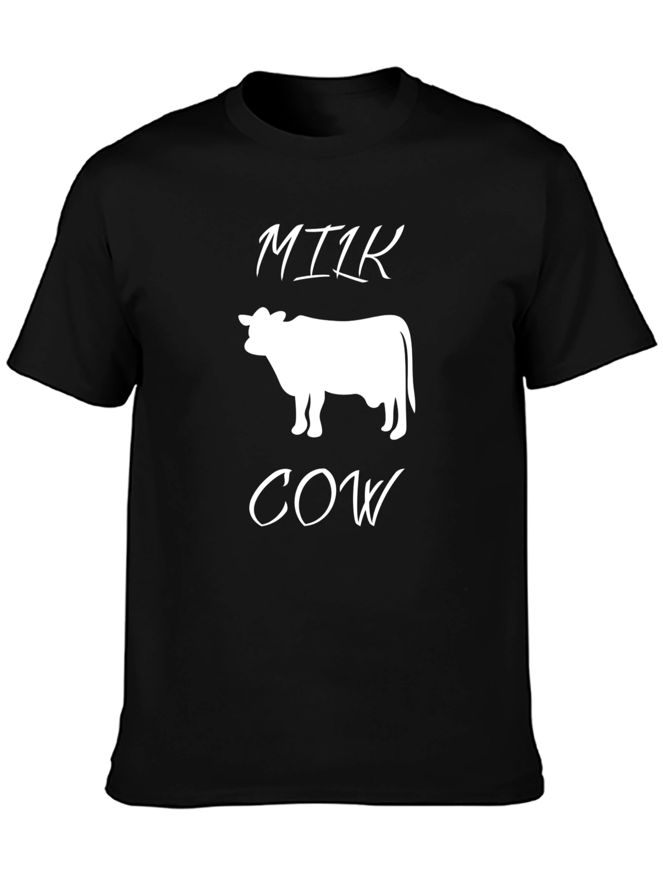 Black Milk Cow T-Shirt - Unique Graphic Tee view 3