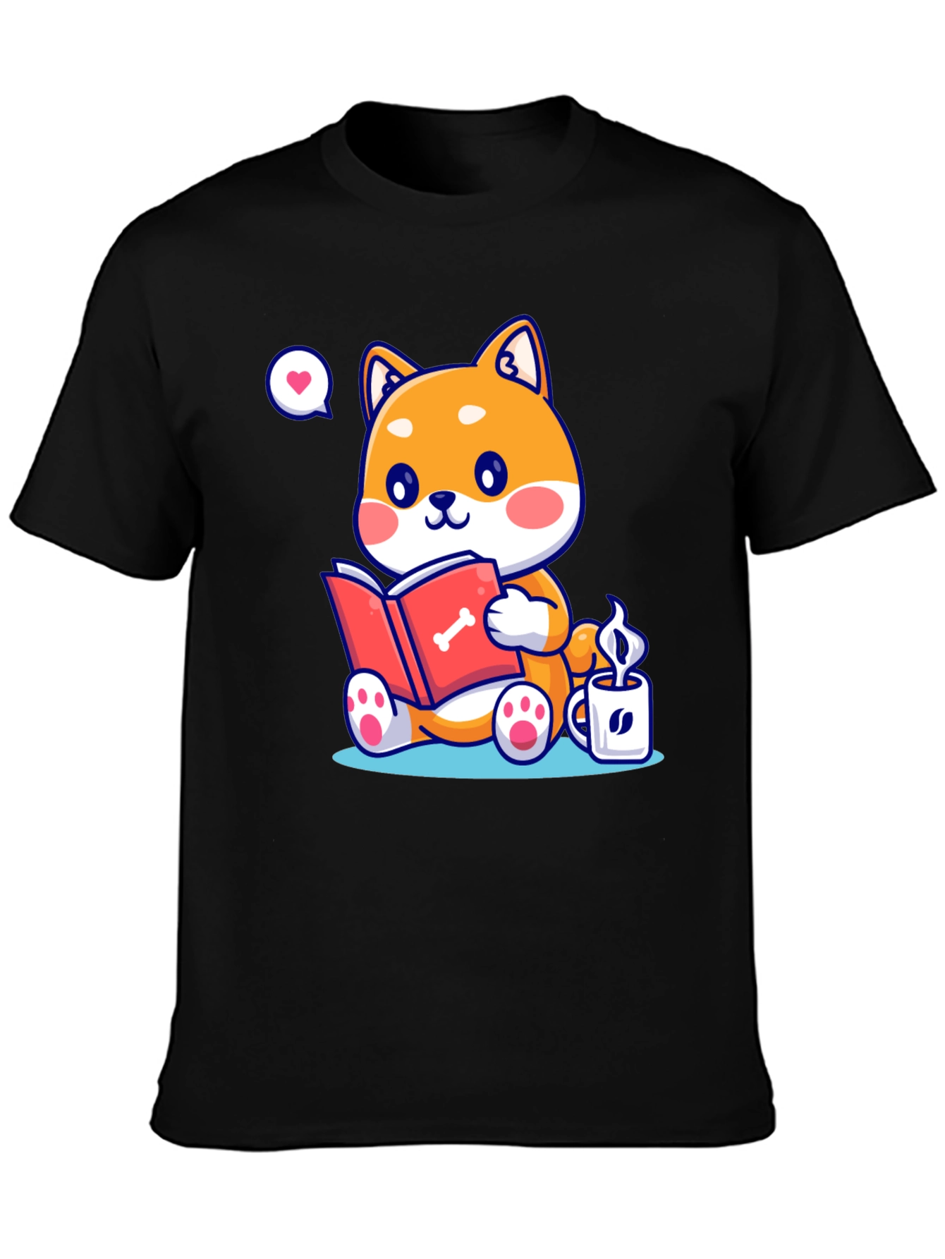 Black Dog Lover T-Shirt - Shiba Inu Reading view 3