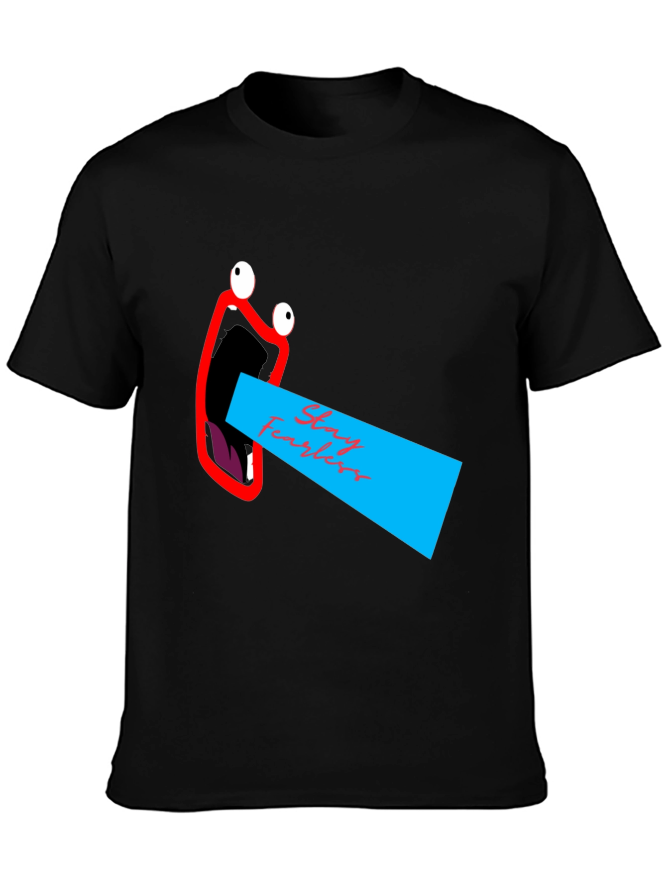 Black Stay Fearless Graphic Tee - Unique Mouth Design view 3