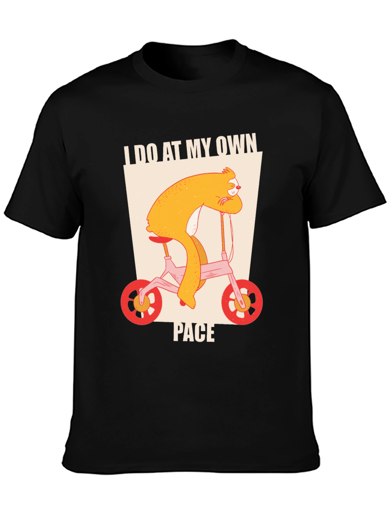 Black Sloth Biking T-Shirt - I Do At My Own Pace Tee view 3