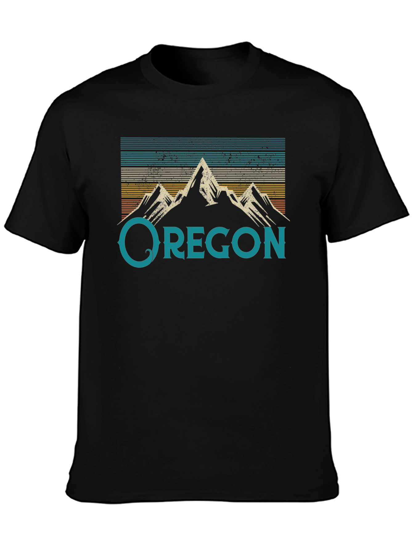 Black Oregon Mountain Graphic Tee - Retro Style view 3