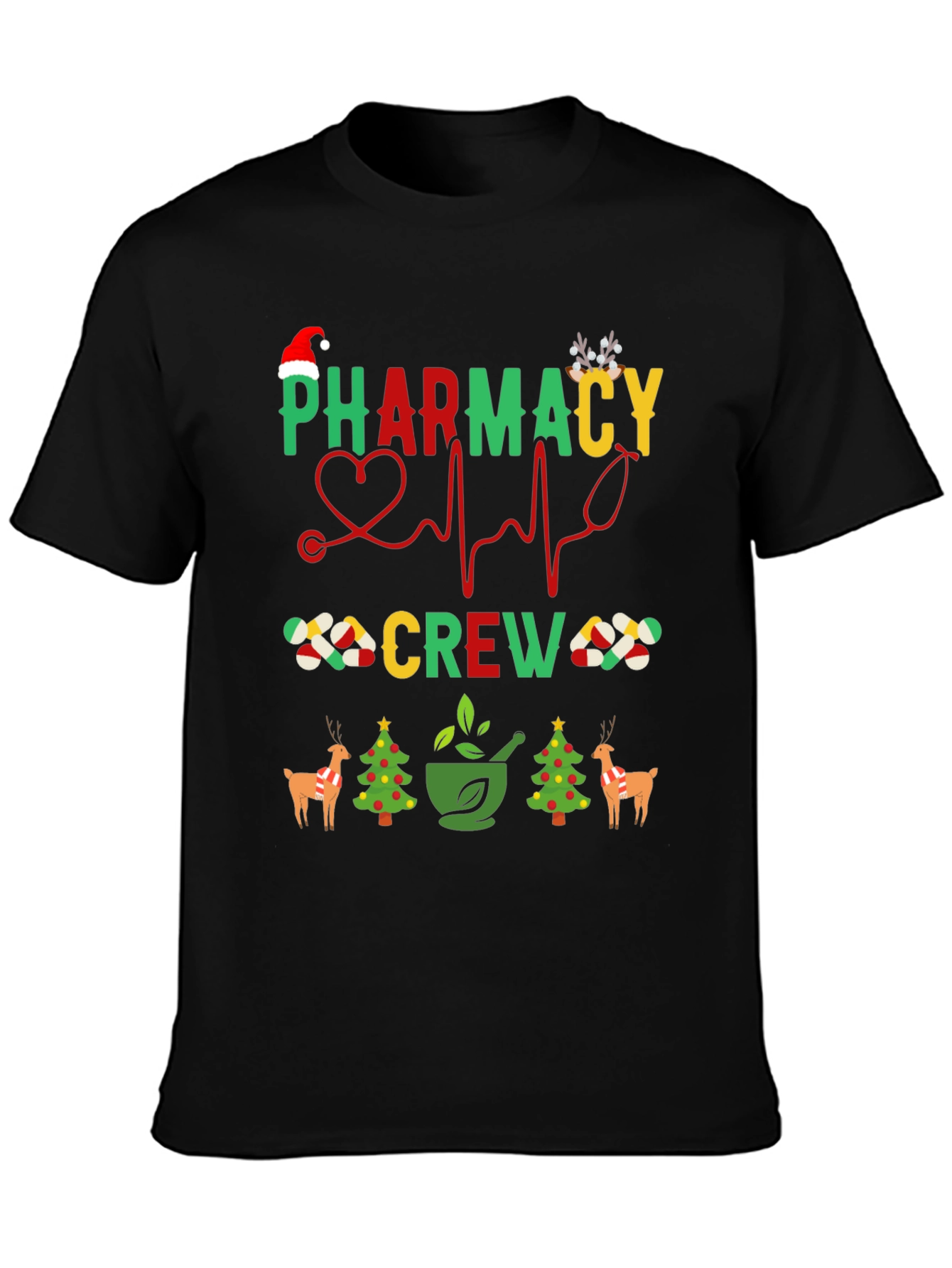 Black Pharmacy Crew Christmas T-Shirt view 3