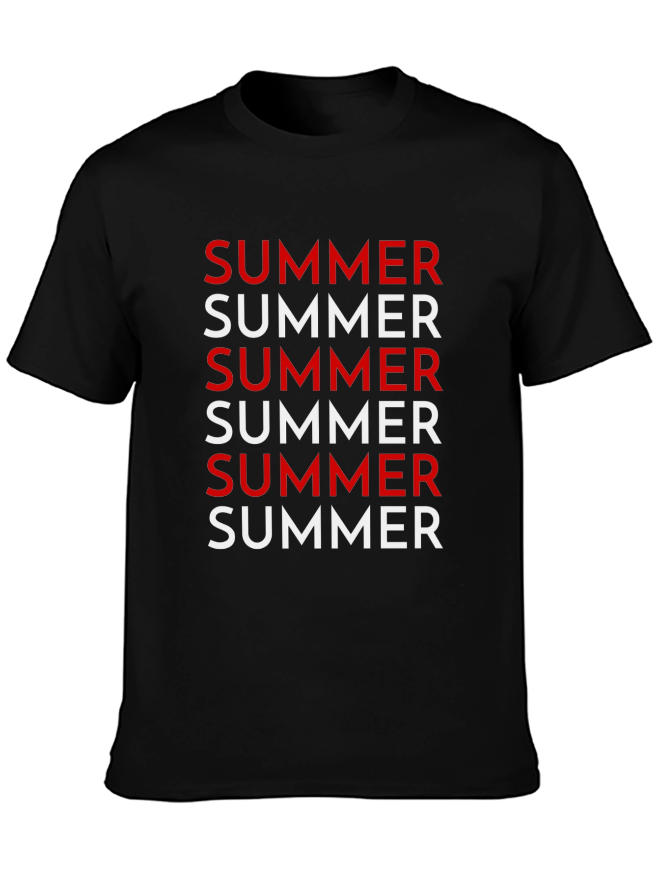 Black Summer Print Crew Neck T-Shirt - Stylish Casual Wear view 3
