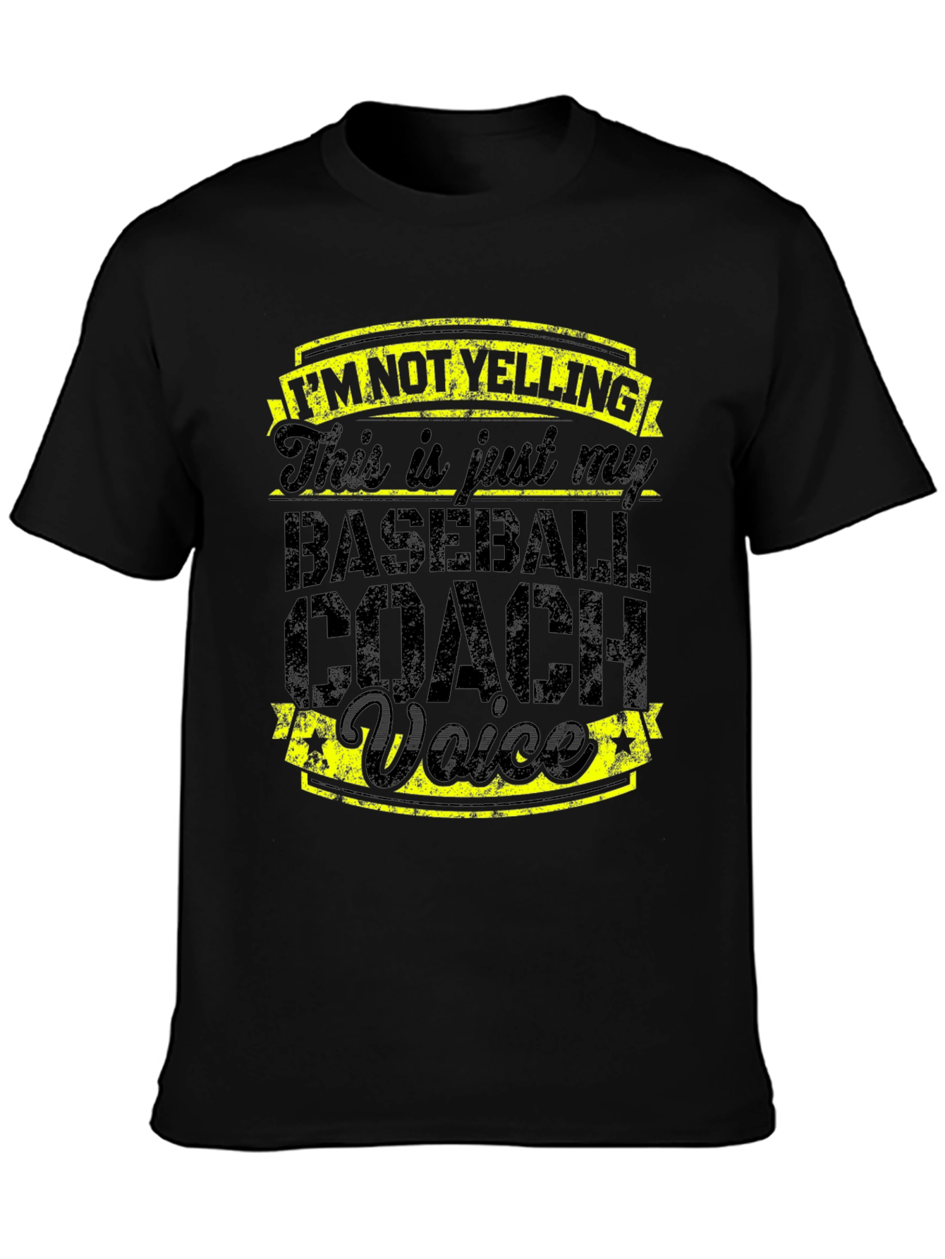 Black Baseball Coach Voice T-Shirt - Funny Sports Tee view 3