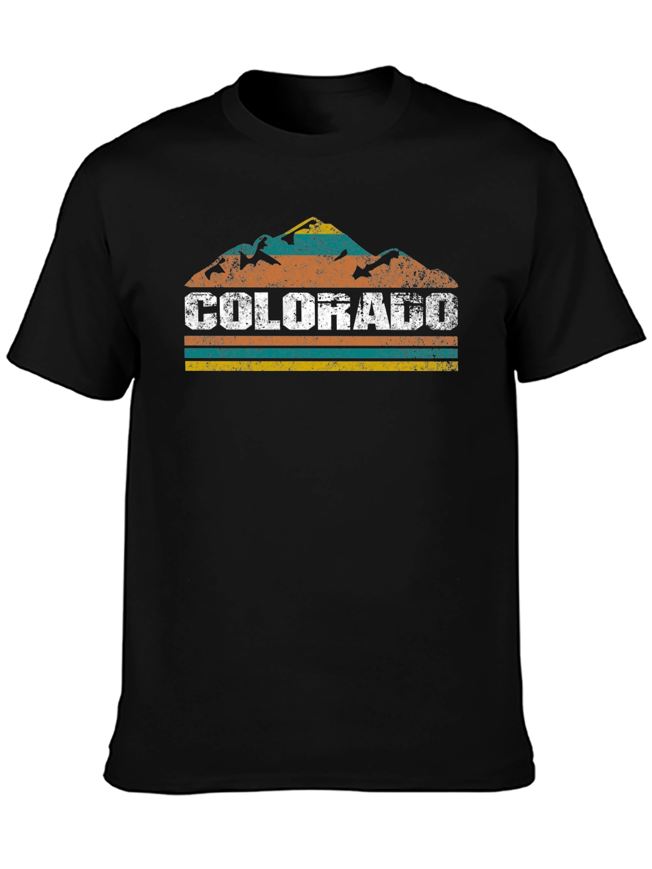 Black Colorado Mountain Retro Graphic T-Shirt view 3