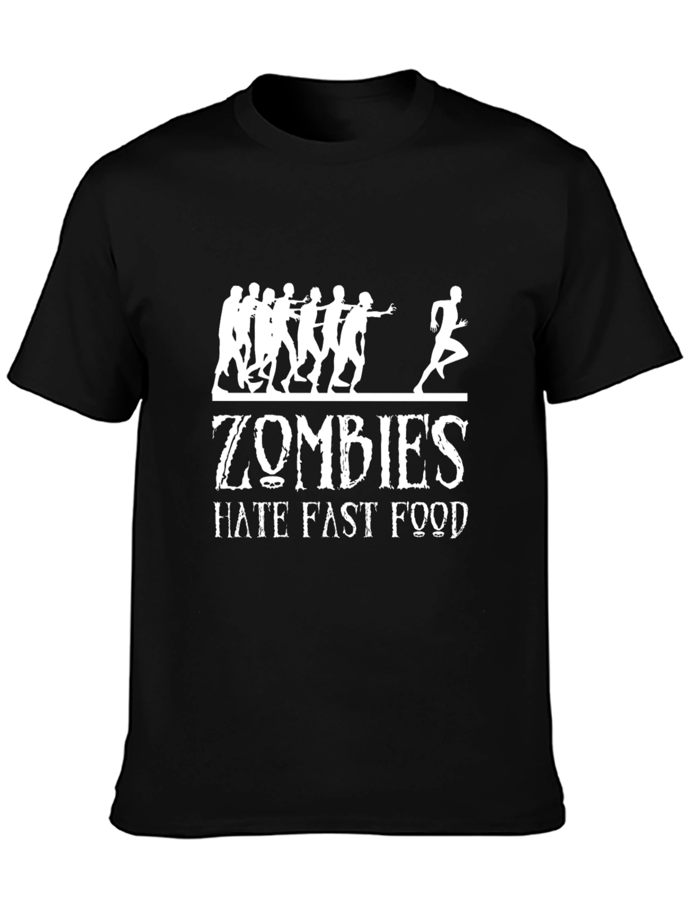 Black Zombies Hate Fast Food Graphic T-Shirt view 3