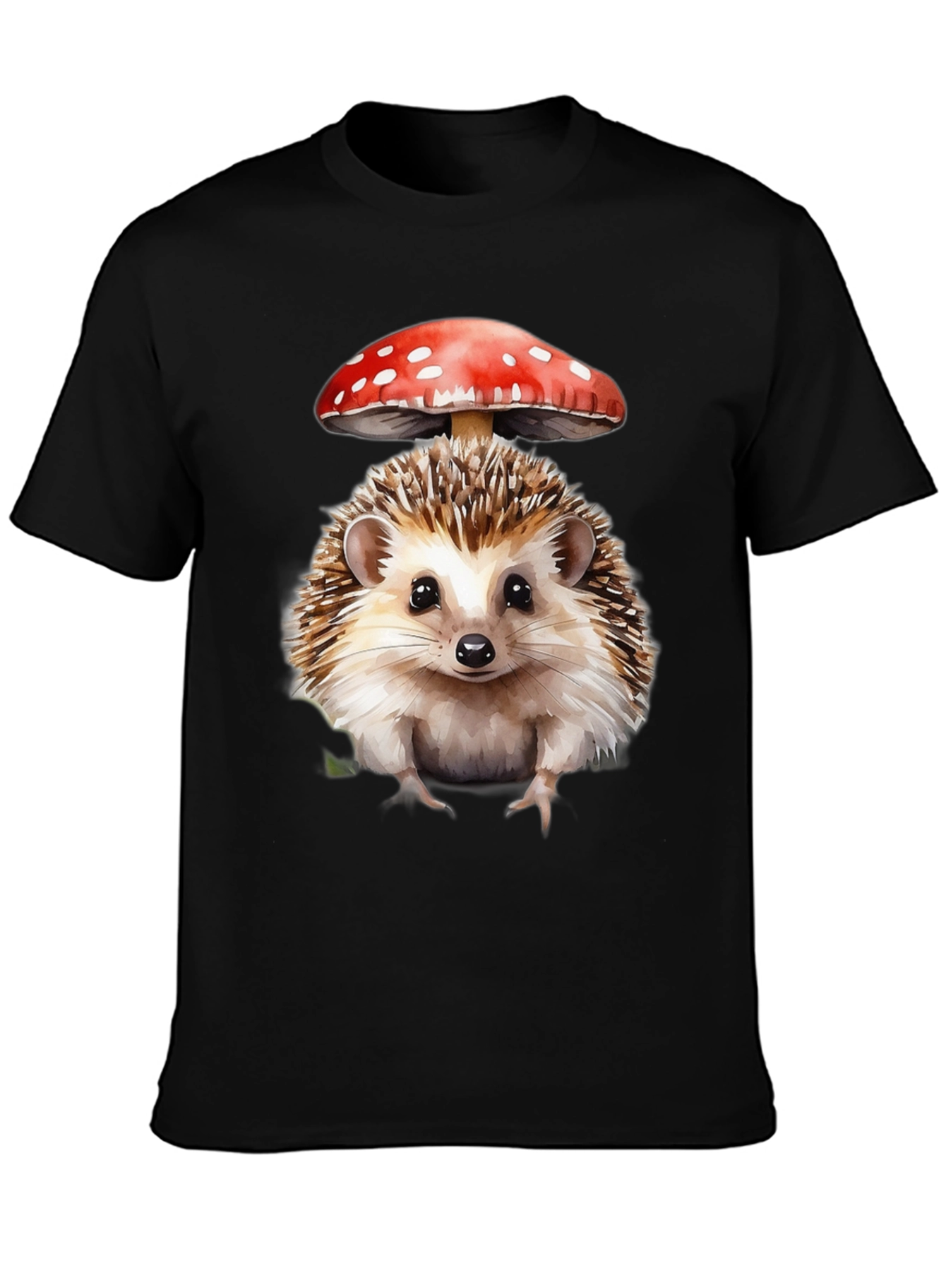 Black Hedgehog Mushroom Graphic Tee - Nature Lover's Shirt view 3