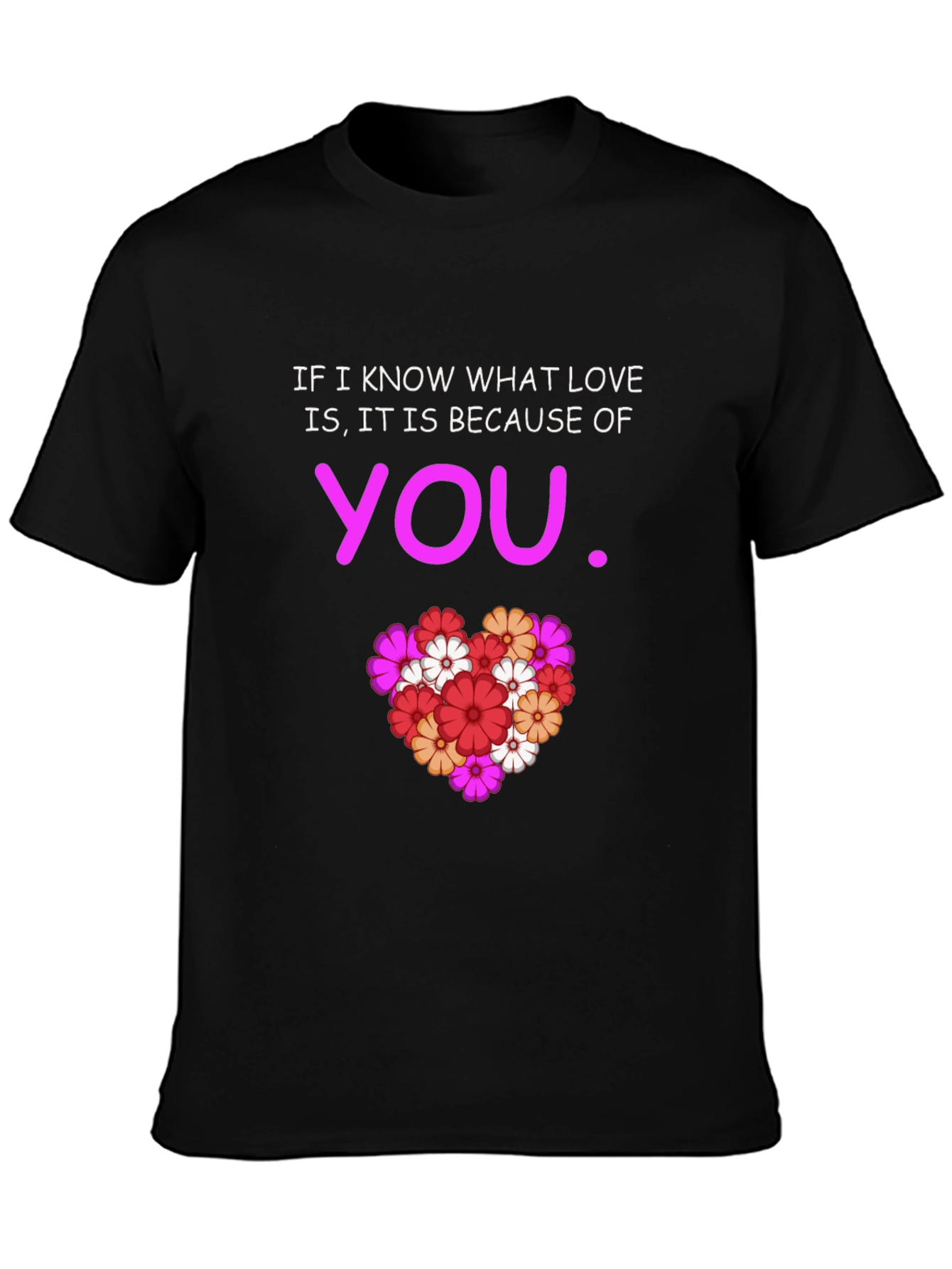 Black Love is You T-Shirt - Floral Heart Graphic Tee view 3