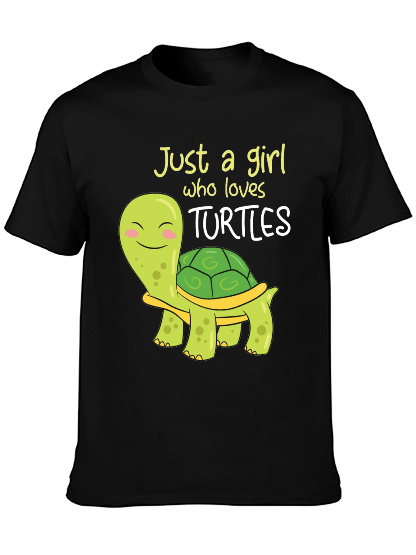 Black Cute Turtle Lover T-Shirt - Just A Girl Who Loves Turtles! view 3